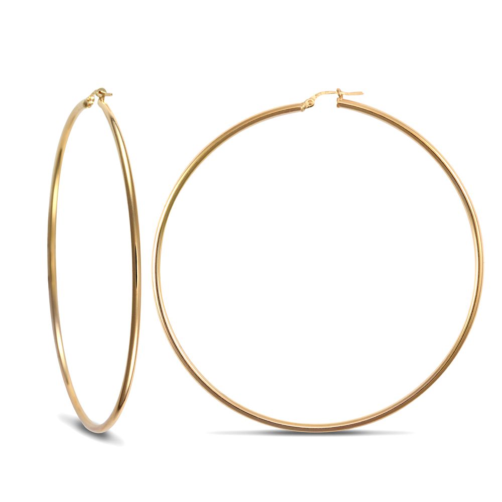 AER008C-GP | JN Jewellery 925 Sterling Silver Gold Plated 2mm polished creole Hoop Earrings