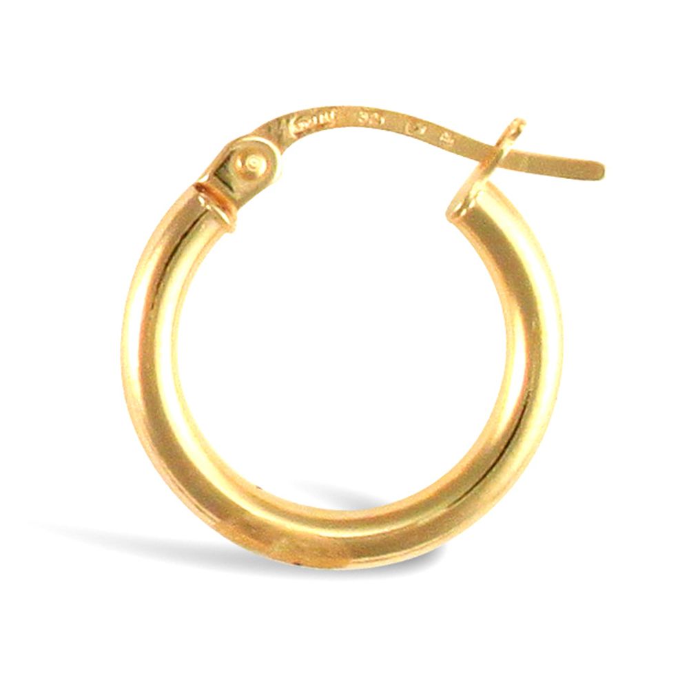 AER009A-GP | JN Jewellery 925 Sterling Silver Gold Plated 2mm polished creole Hoop Earrings