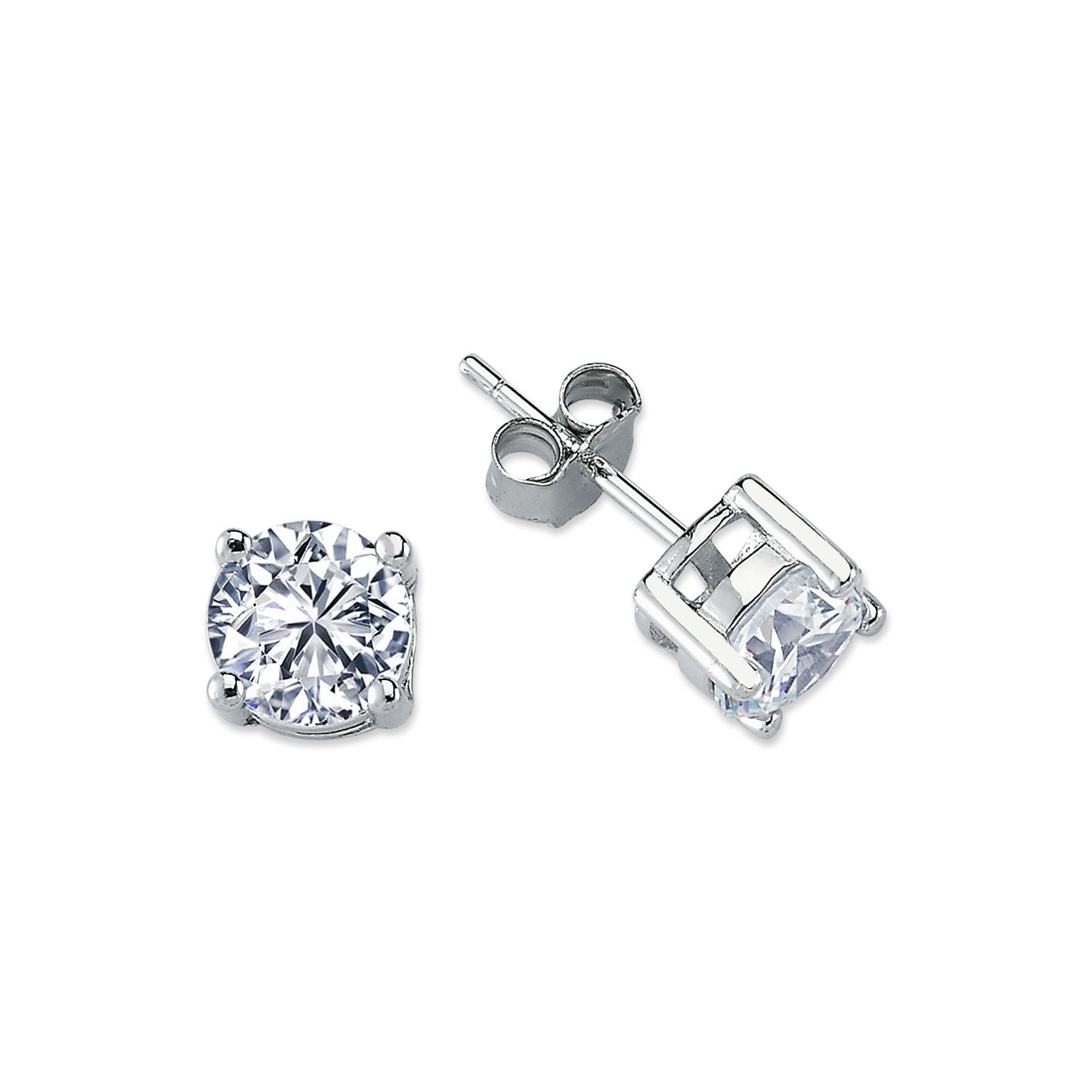 AES114D | 925 Silver 7mm Heavyweight CZ Set Studs Round