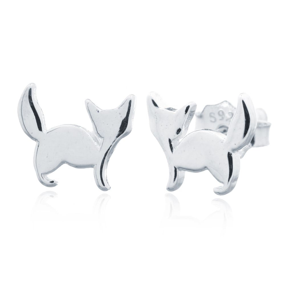 925 Silver Cat Stud Earrings