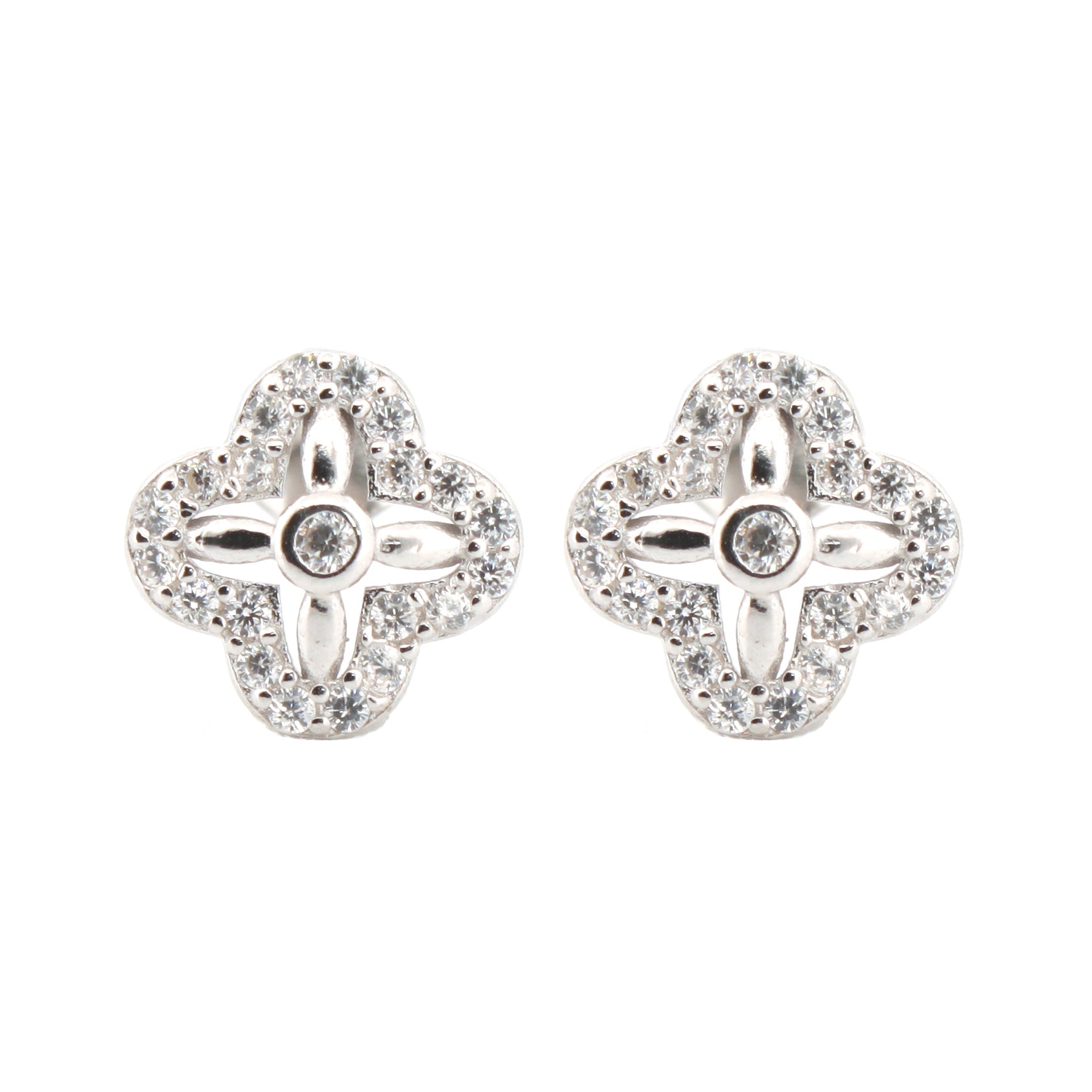 925 Silver Rhodium Plated Cubic Zirconia Set Studs