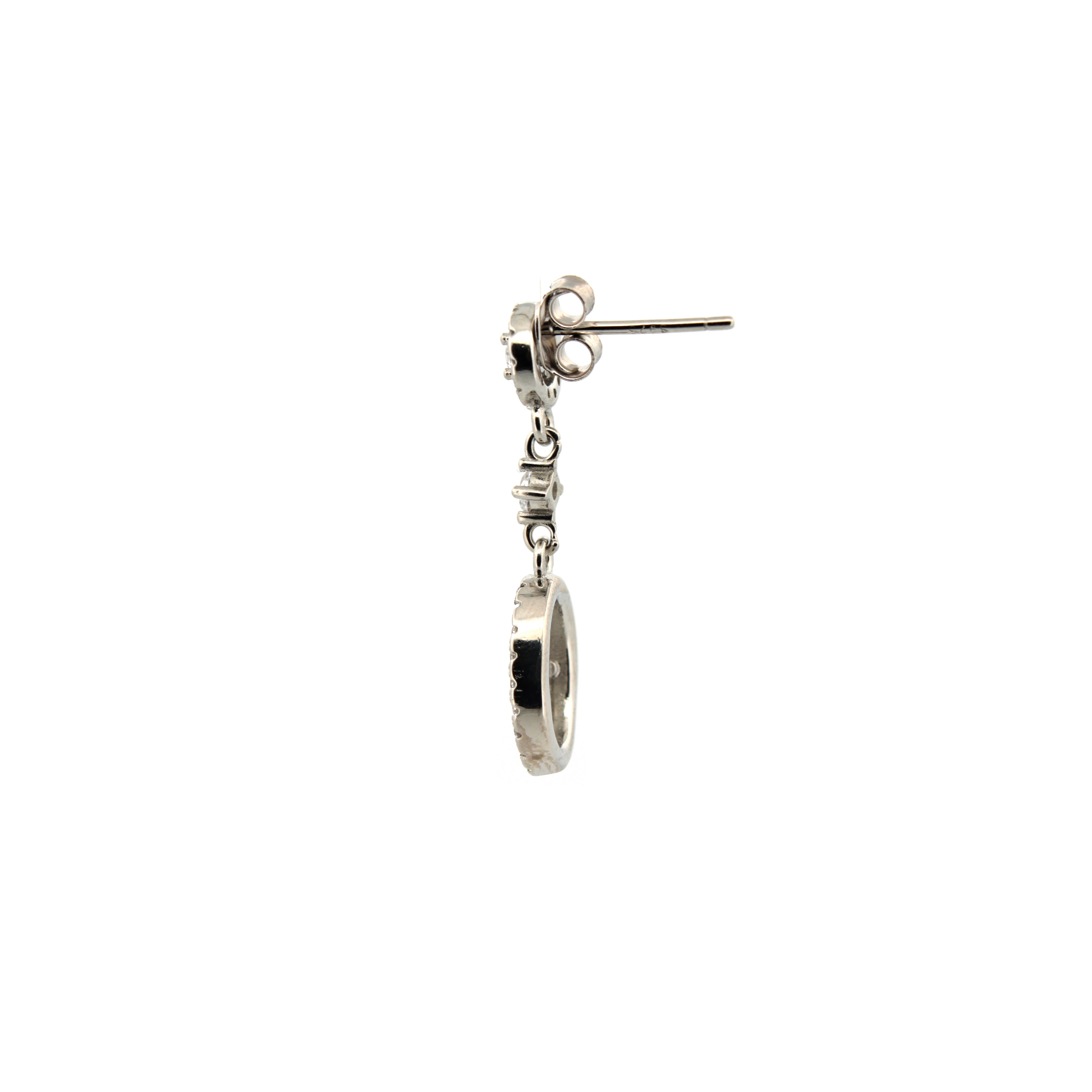 925 Silver Rhodium Plated Cubic Zirconia Set Studs