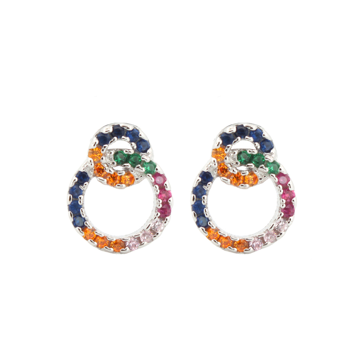 925 Silver Rhodium Plated Cubic Zirconia Set Studs