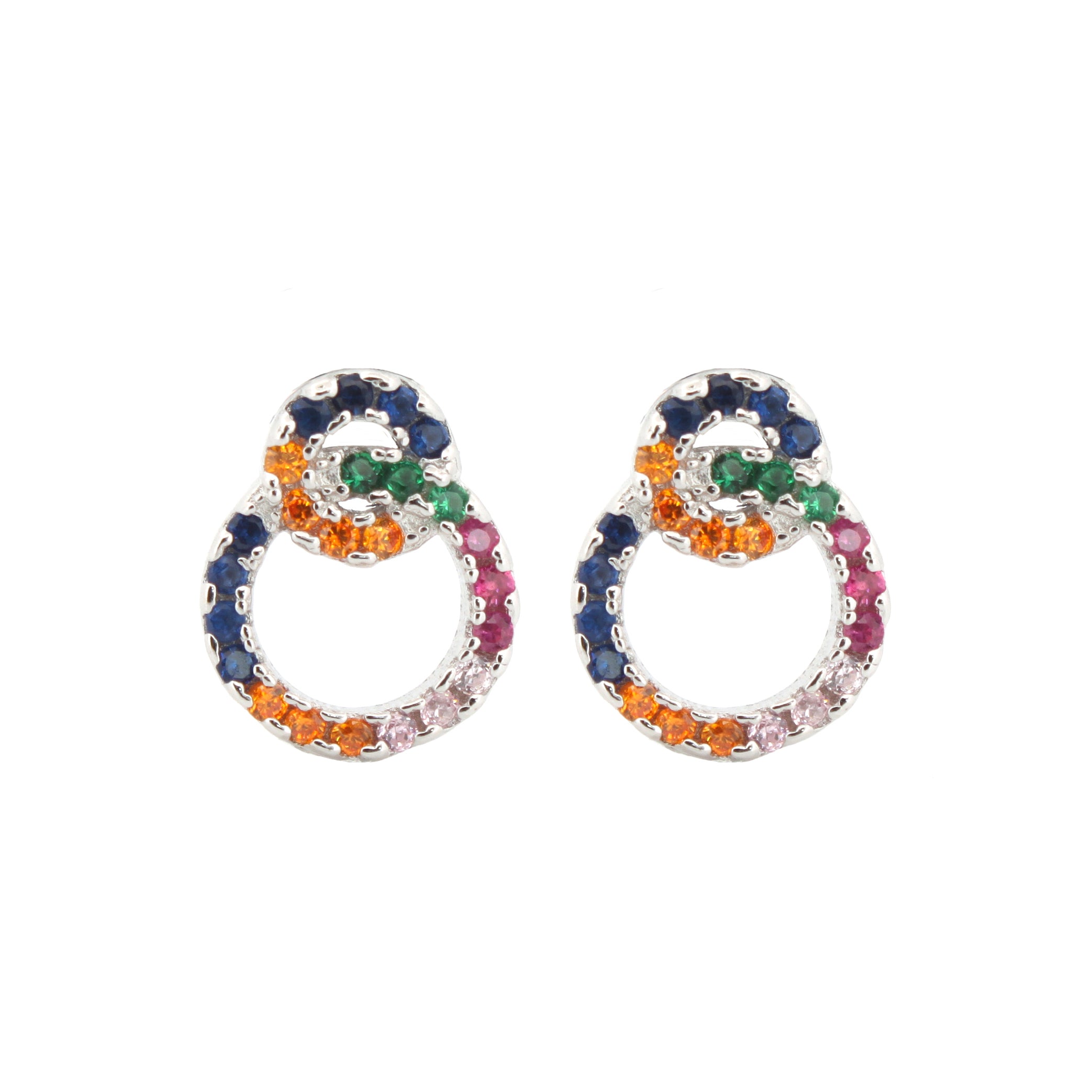 925 Silver Rhodium Plated Cubic Zirconia Set Studs
