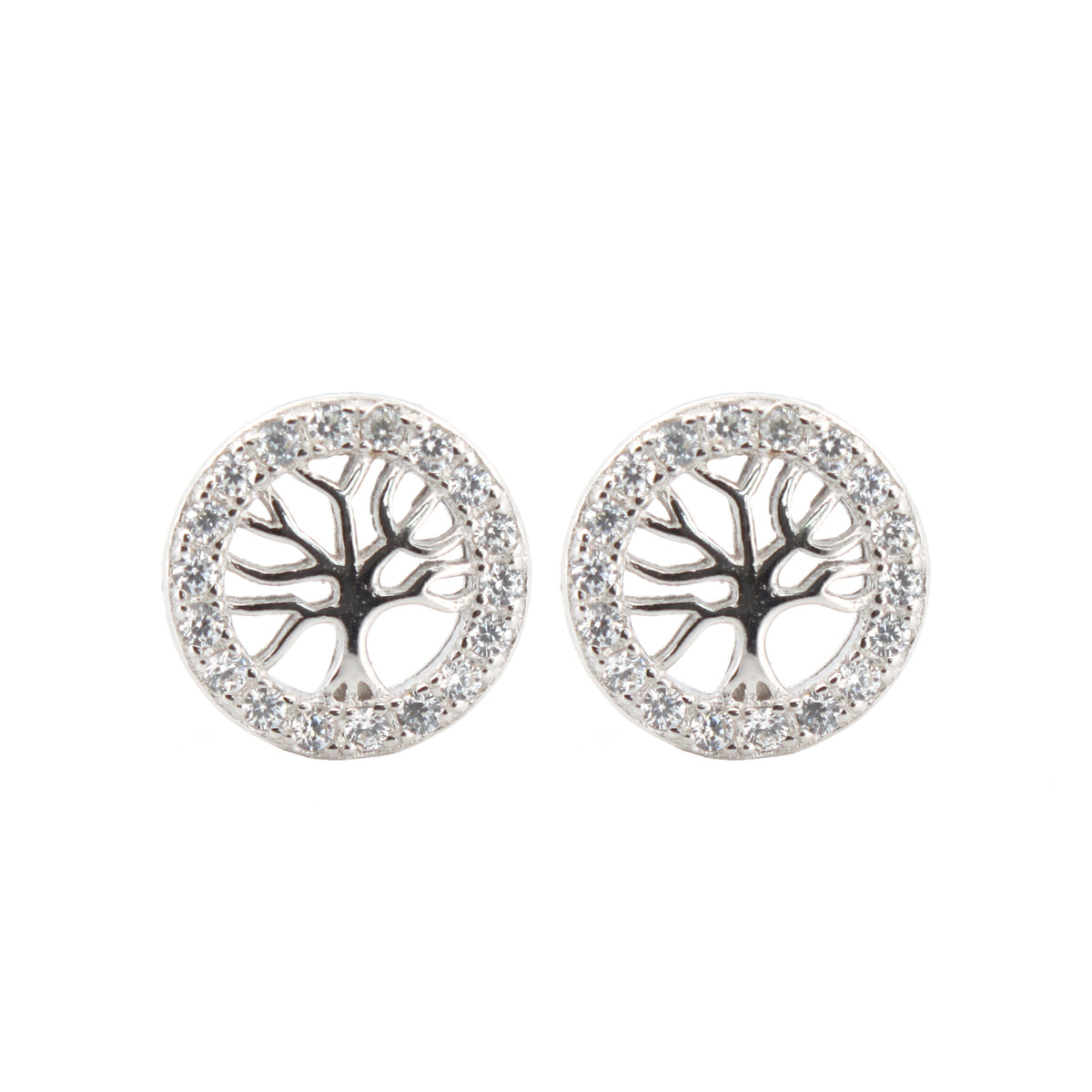 925 Silver Rhodium Plated Cubic Zirconia Set Studs
