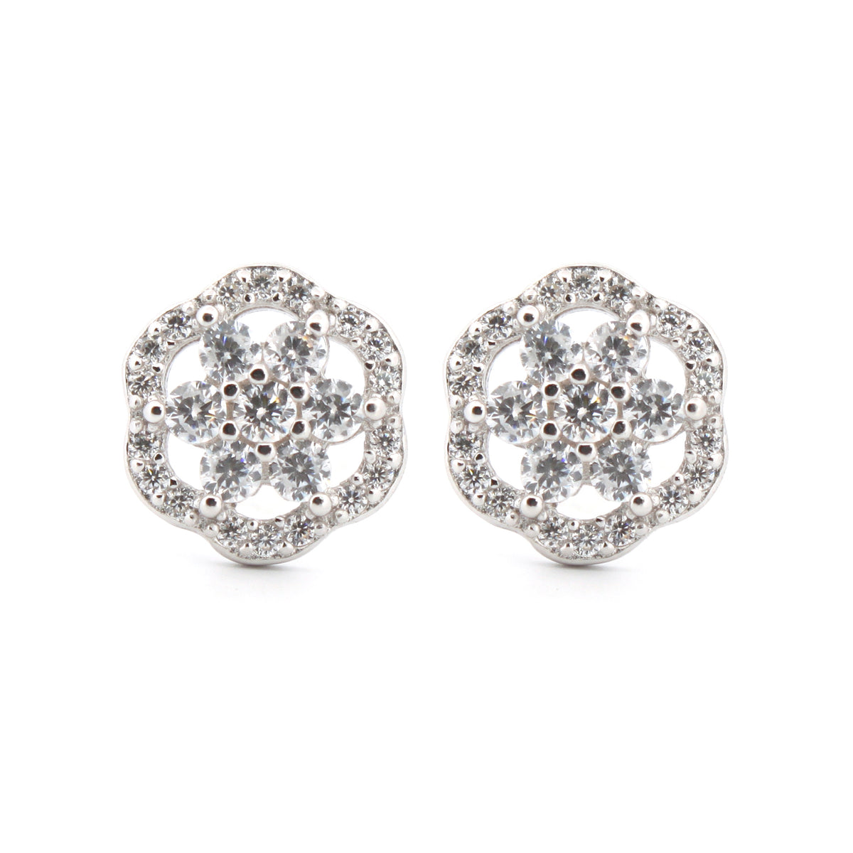 925 Silver Rhodium Plated Cubic Zirconia Set Studs
