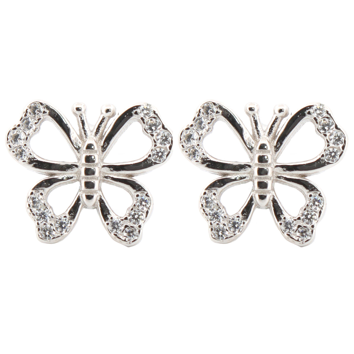 925 Silver Rhodium Plated Cubic Zirconia Set Studs