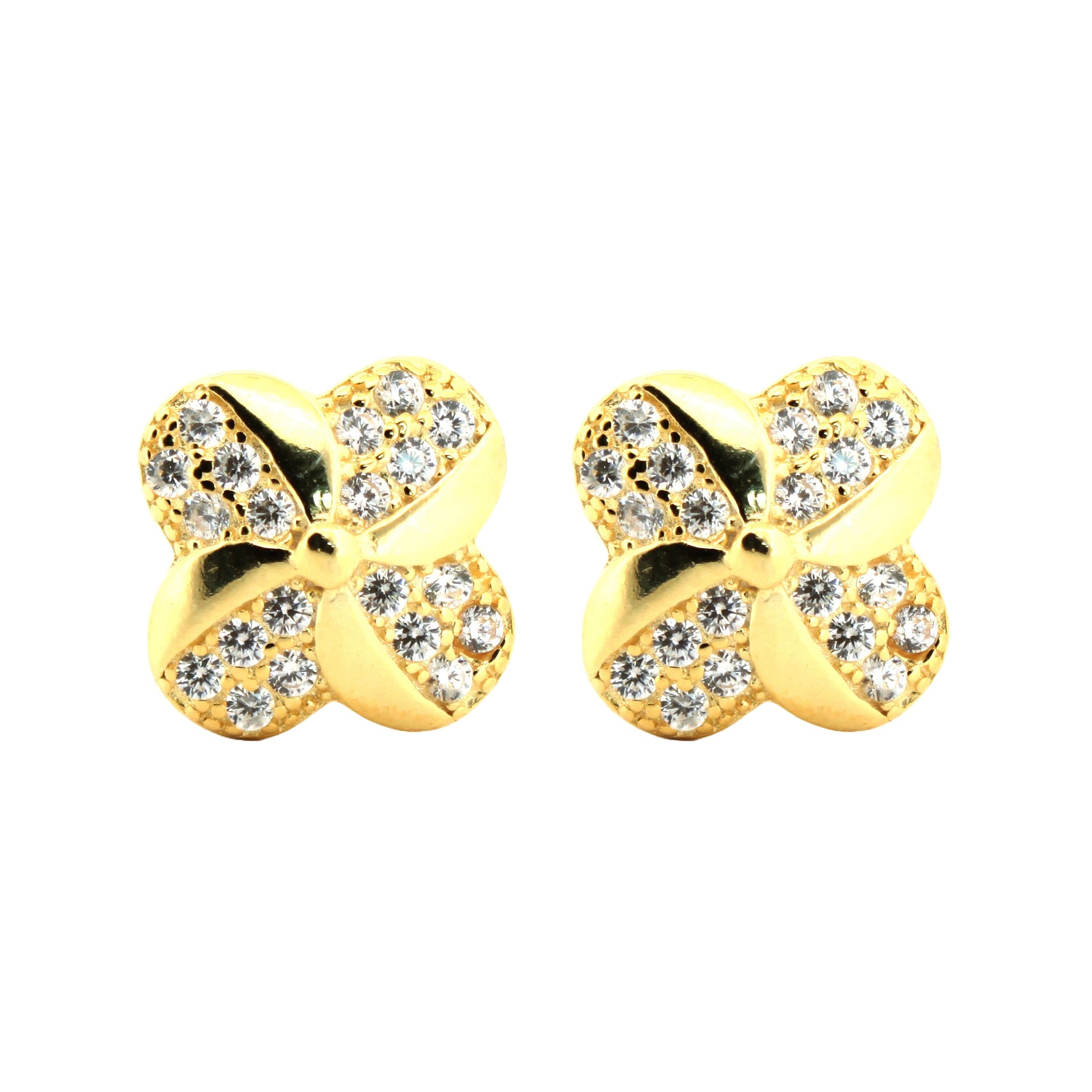 925 Silver 14ct Gold Plated Cubic Zirconia Set Studs