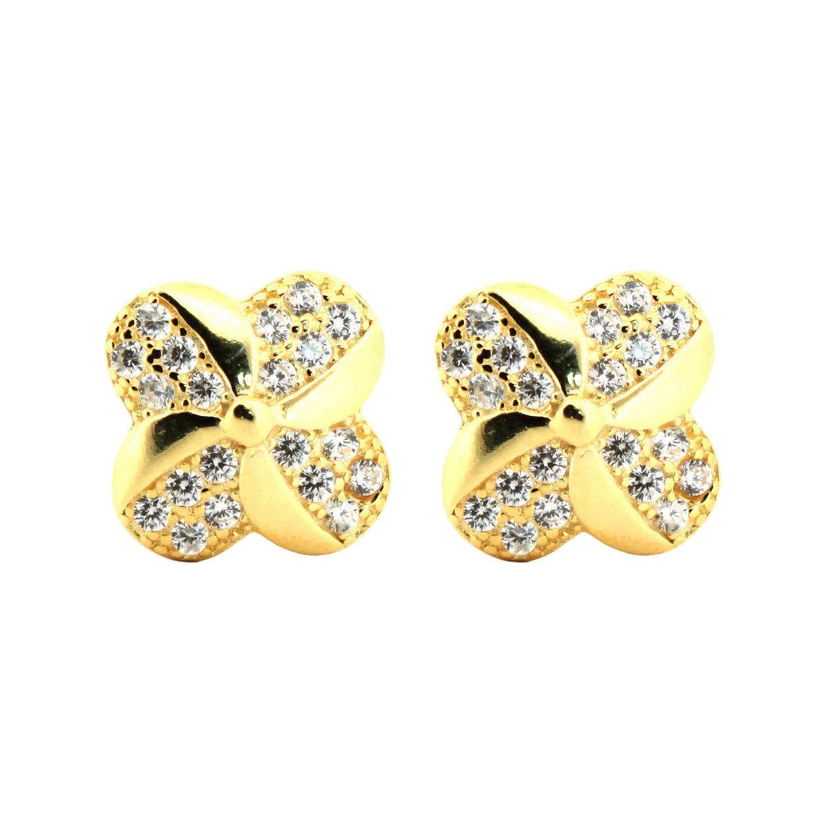 925 Silver 14ct Gold Plated Cubic Zirconia Set Studs