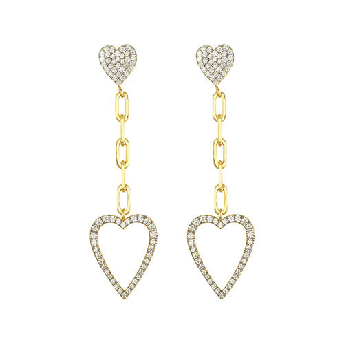 925 Silver 14ct Gold Plated Cubic Zirconia Set Stud Drop Earrings