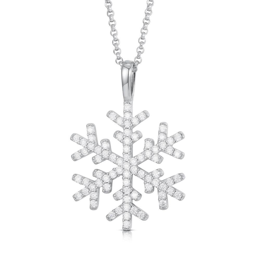 925 Silver Cubic Zirconia Set Snowflake Pendant