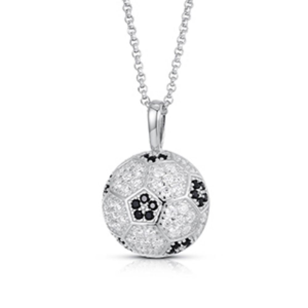925 Silver Cubic Zirconia Set Football Pendant