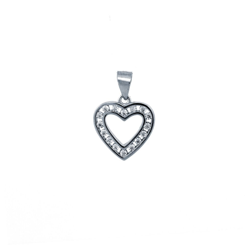925 Silver Cubic Zirconia Set Heart Pendant