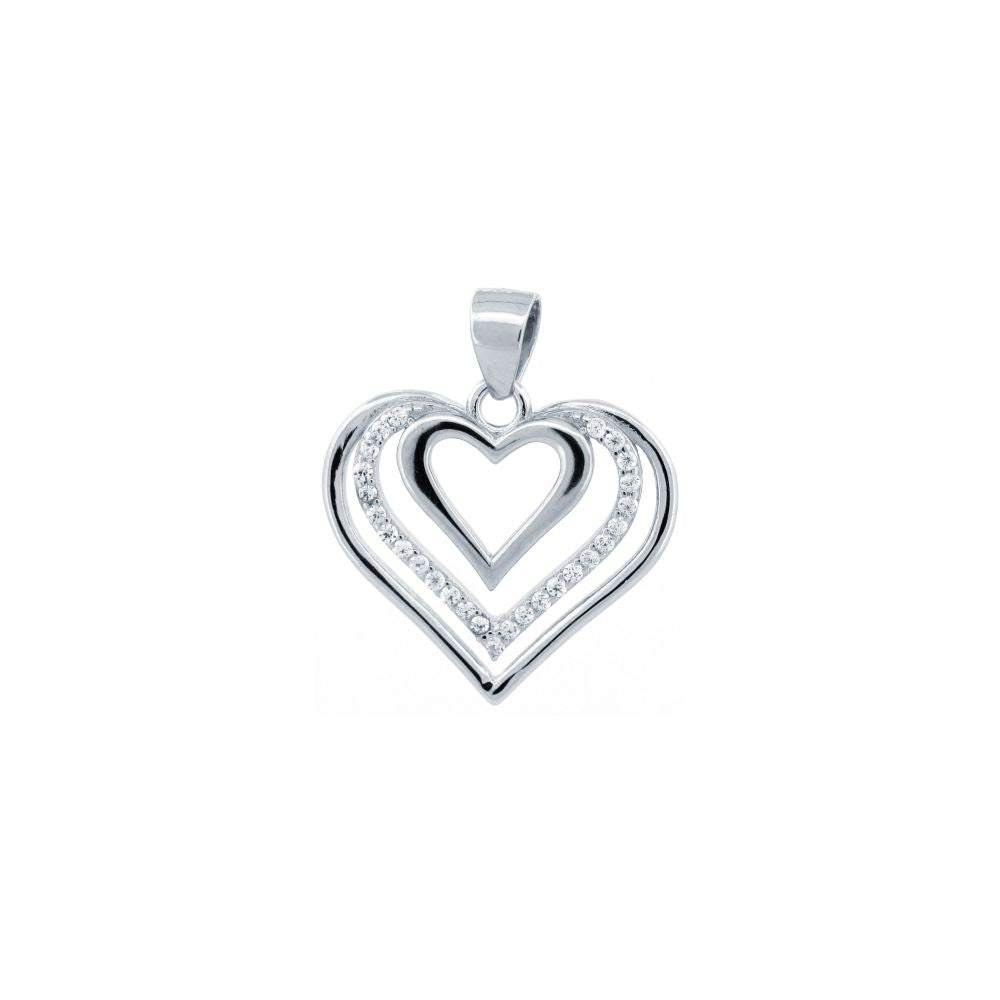 925 Silver Cubic Zirconia Set Heart Pendant