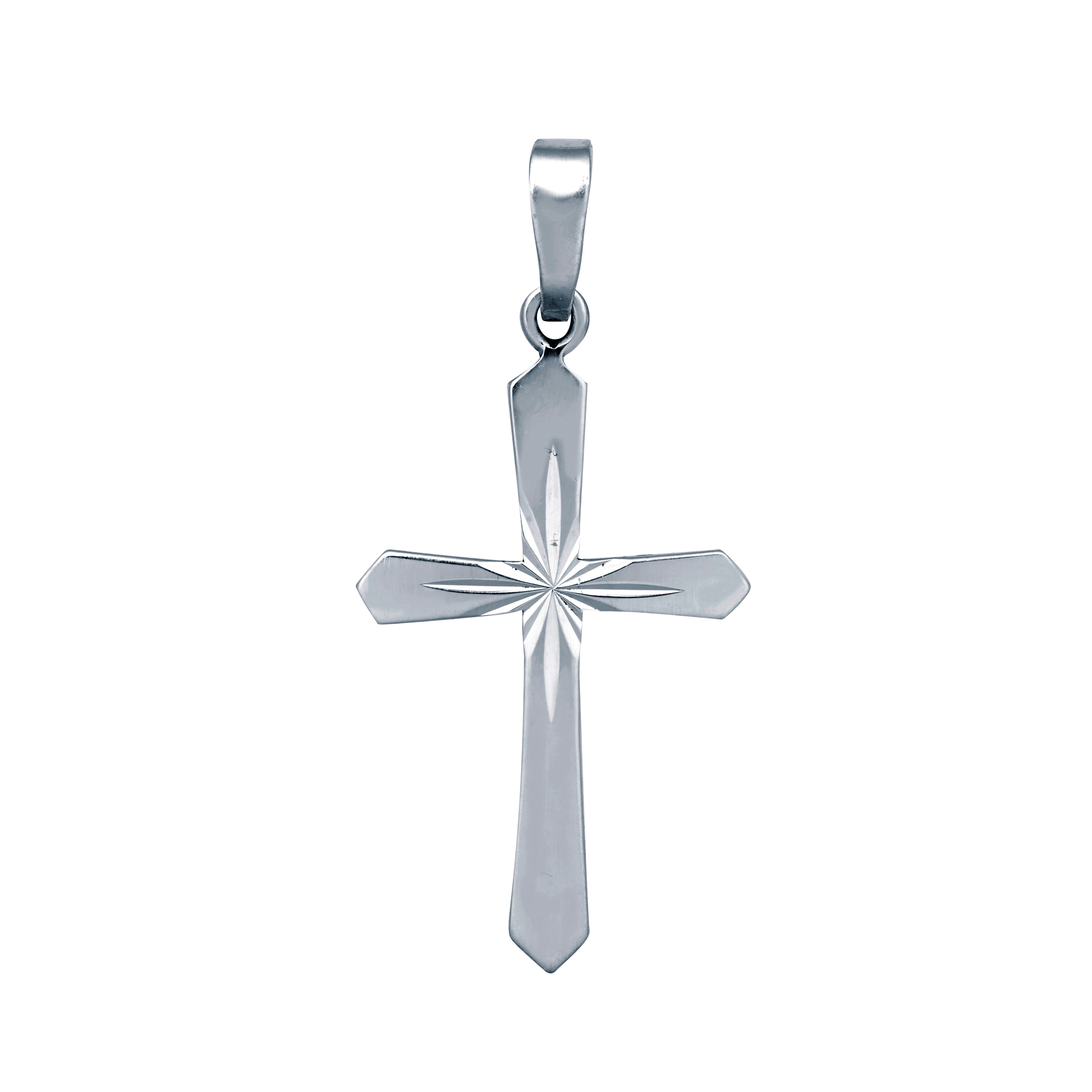 925 Silver Stamped Diamond Cut Cross