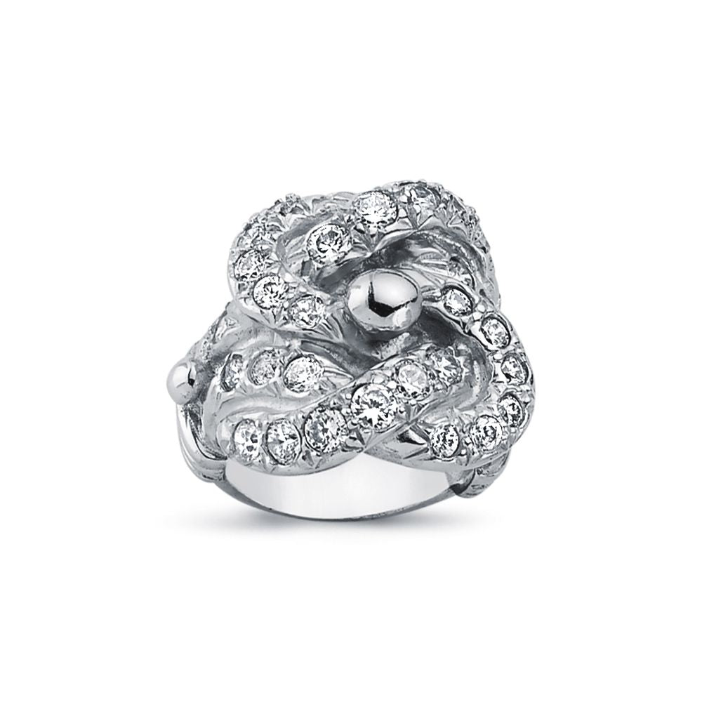 ARN087 | 925 Silver CZ Set Knot Ring