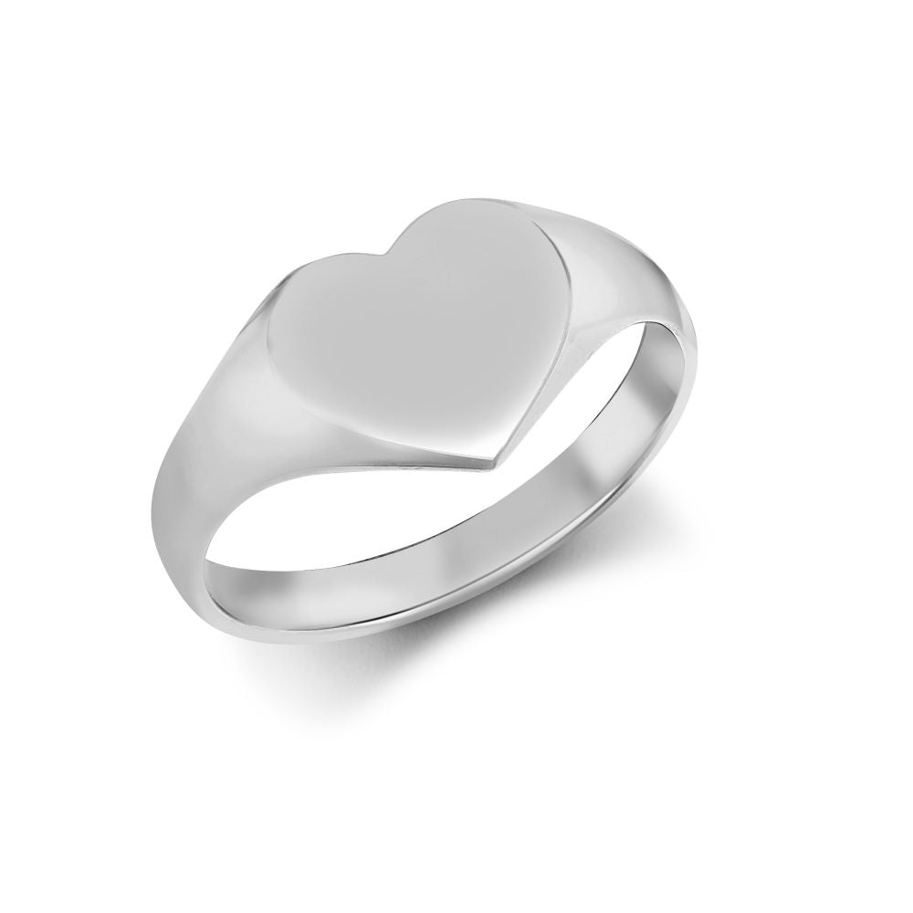 925 Silver Heart Shape Signet Ring