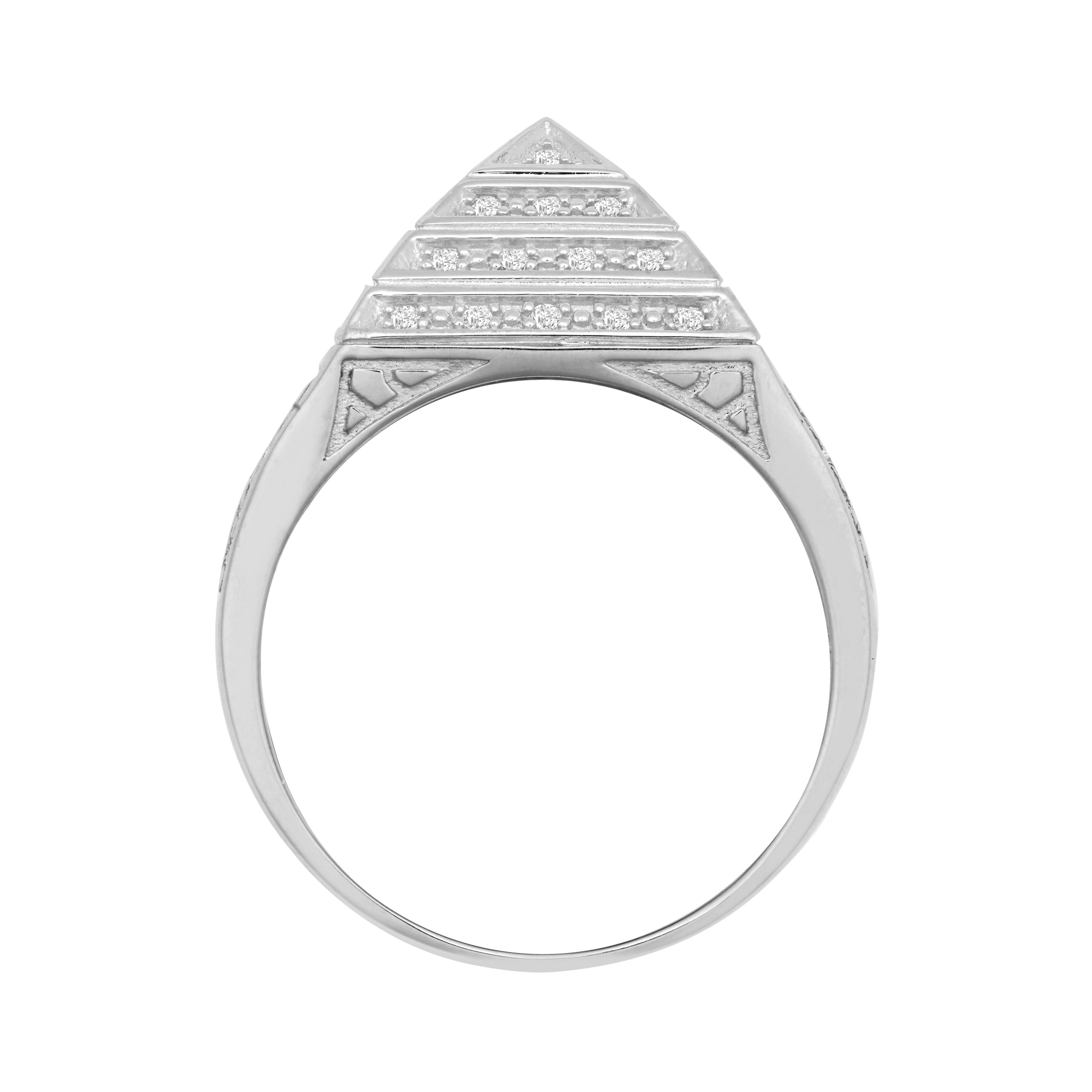 ARN131A | JN Jewellery 925 Silver CZ Set Pyramid Ring