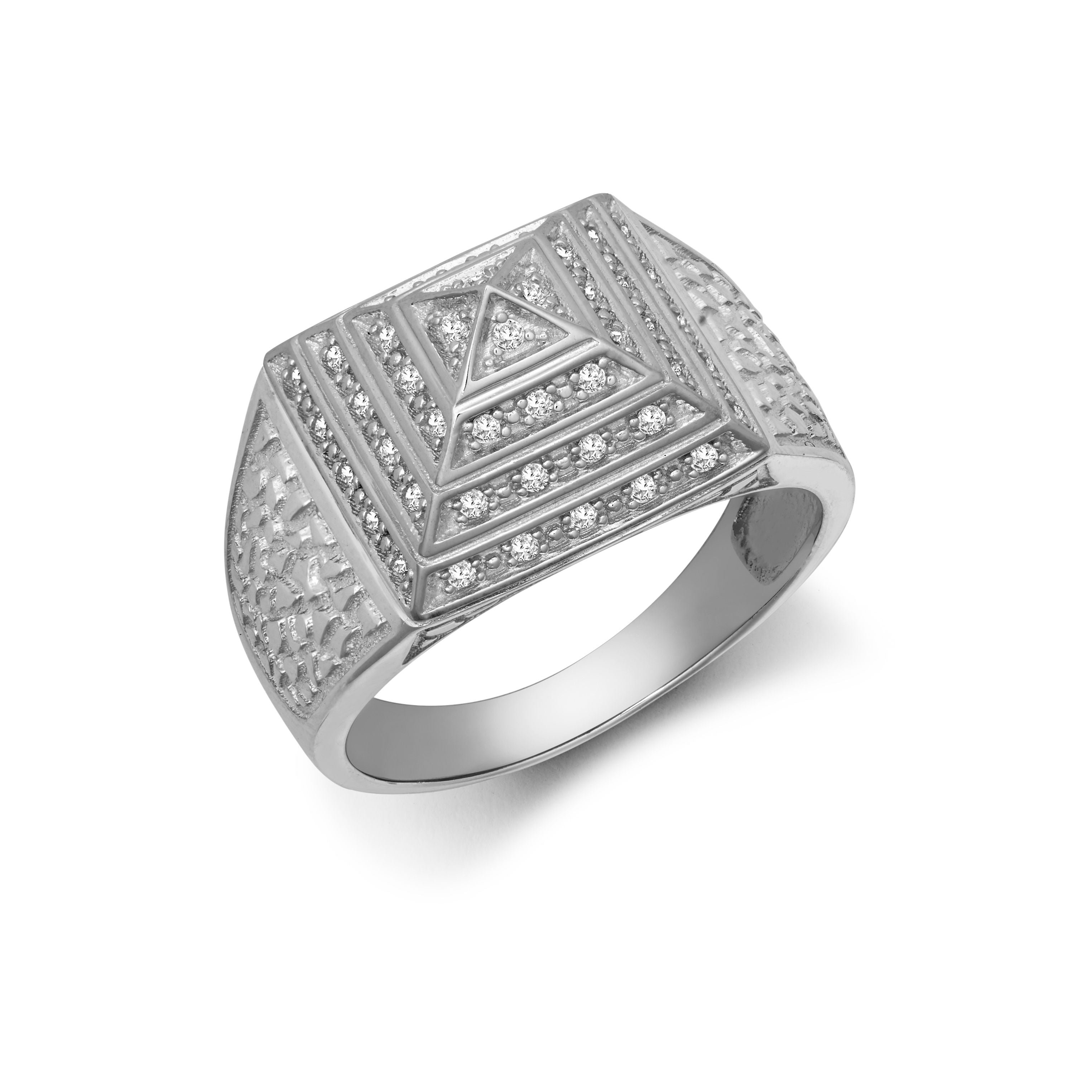 ARN131A | JN Jewellery 925 Silver CZ Set Pyramid Ring