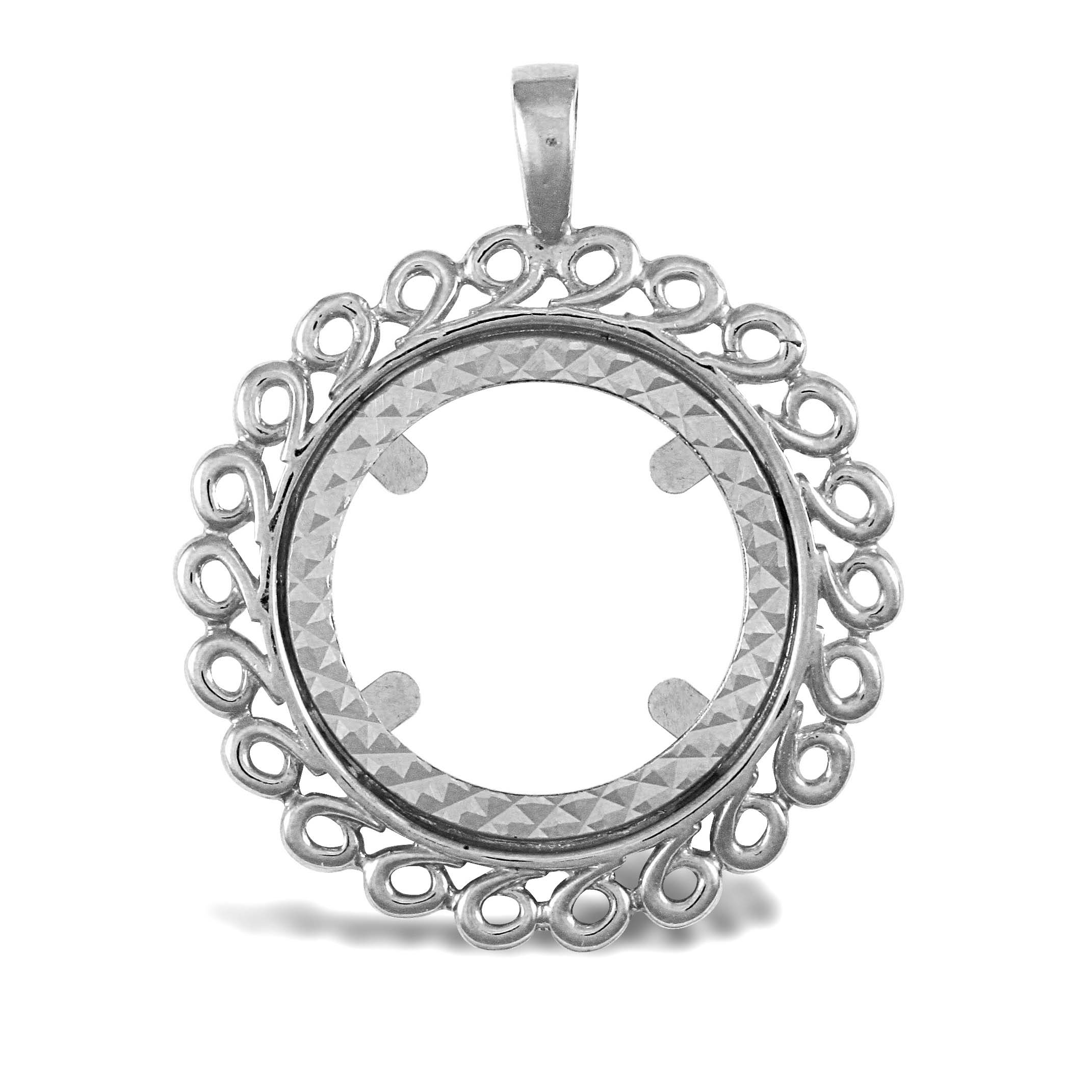 ASP002-F | JN Jewellery 925 Silver Full Sovereign Pendant Mount Swirl Design