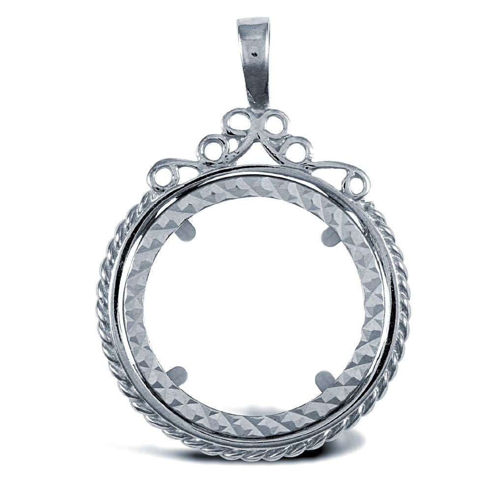 ASP003-H | 925 Silver Half Sovereign Size Pendant Mount Rope Edge