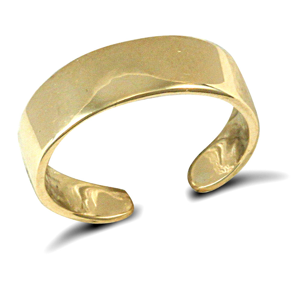 925 Silver Gold Plated Flat Toe Ring