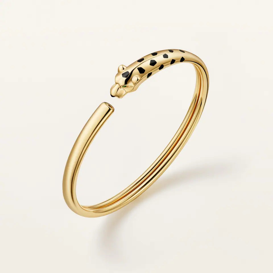 Cartier Panthère de Cartier Bracelet Small Model Onyx Black Lacquer Tsavorite Garnets 18K Yellow Gold