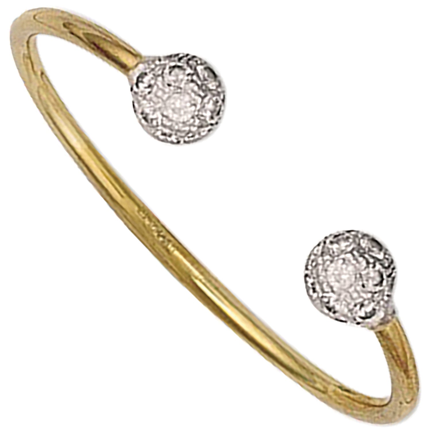 Yellow Gold Baby Cubic Zirconia Torque Bangle - 9ct Gold