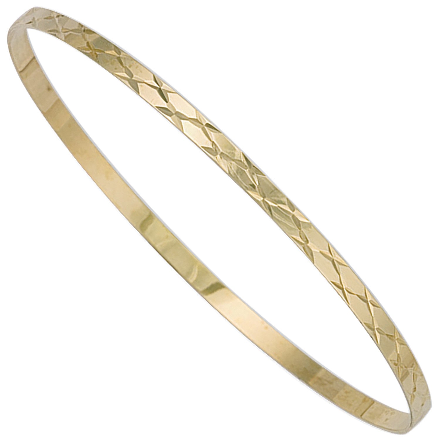 Yellow Gold 3mm D/C Slave Bangle - 9ct Gold