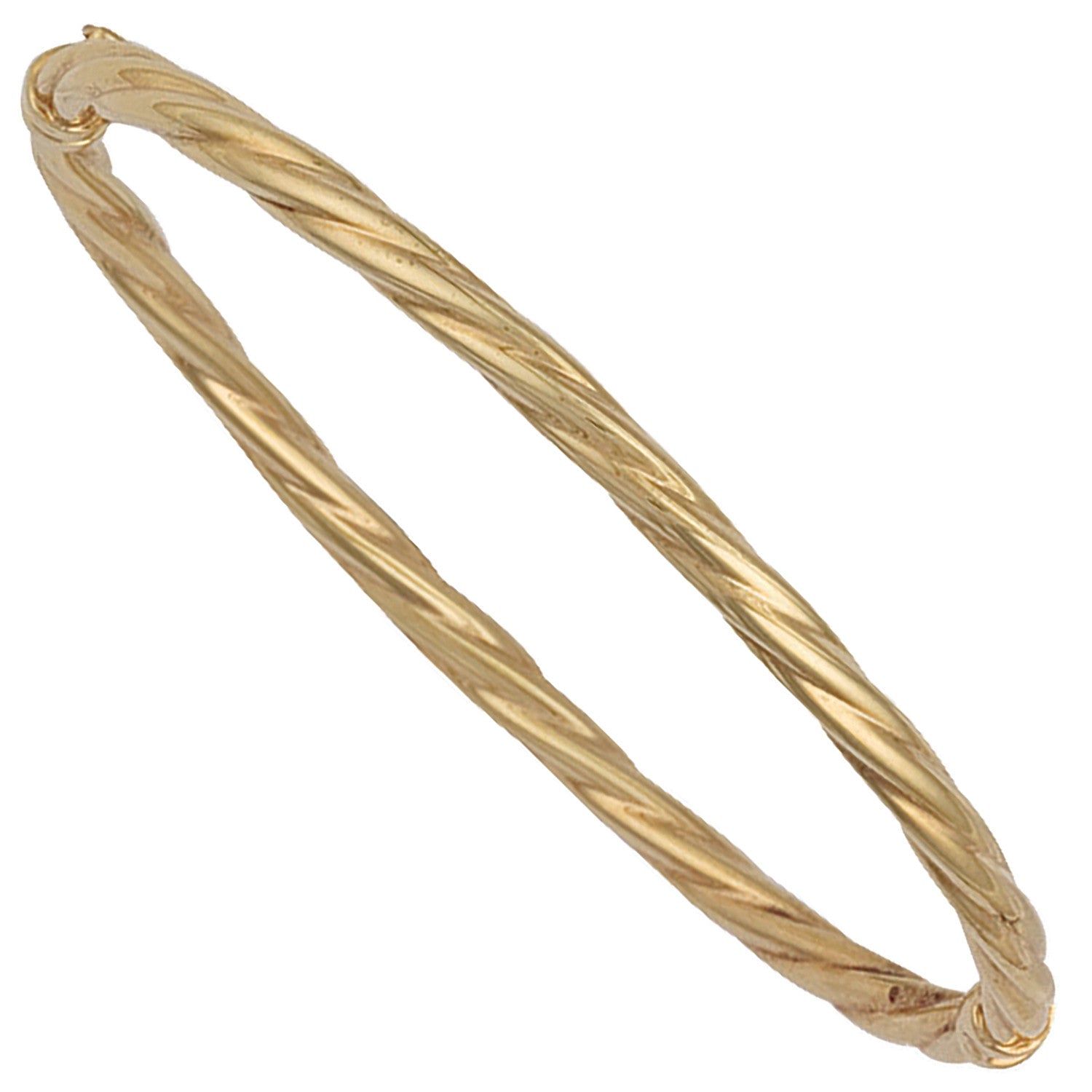 Yellow Gold Twisted Hollow Bangle - 9ct Gold
