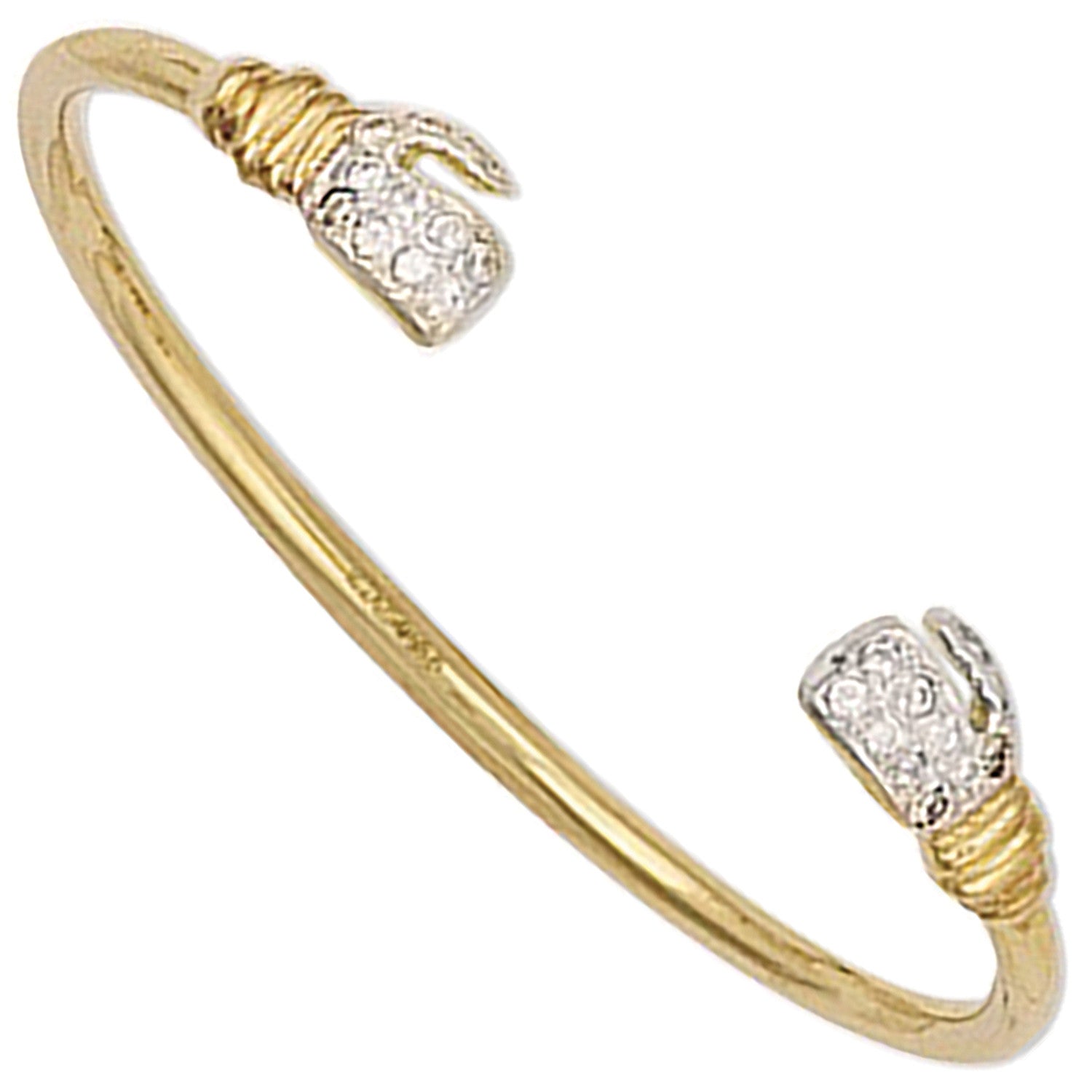 Yellow Gold Baby Cubic Zirconia Boxing Glove Bangle - 9ct Gold