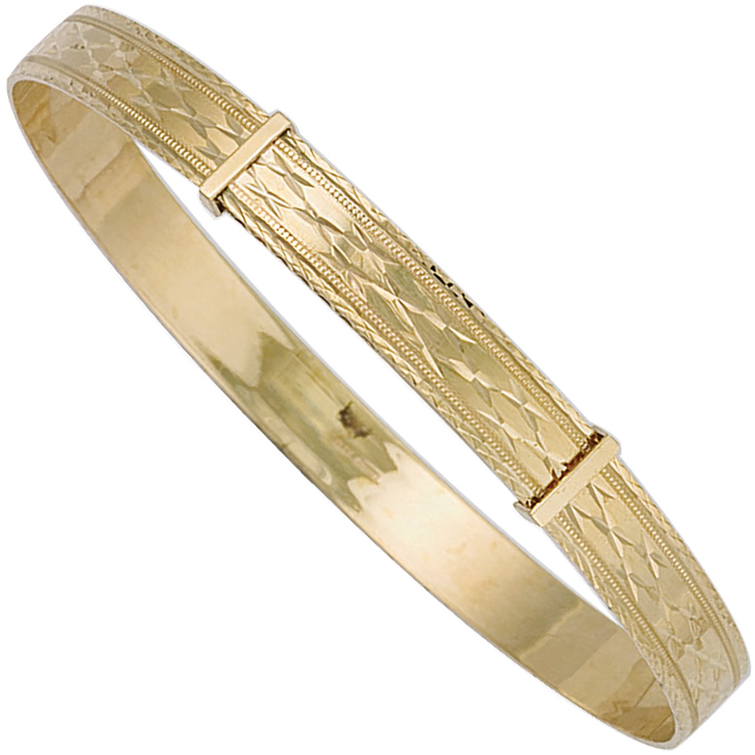 Yellow Gold 6mm D/C Expandable Slave Bangle - 9ct Gold