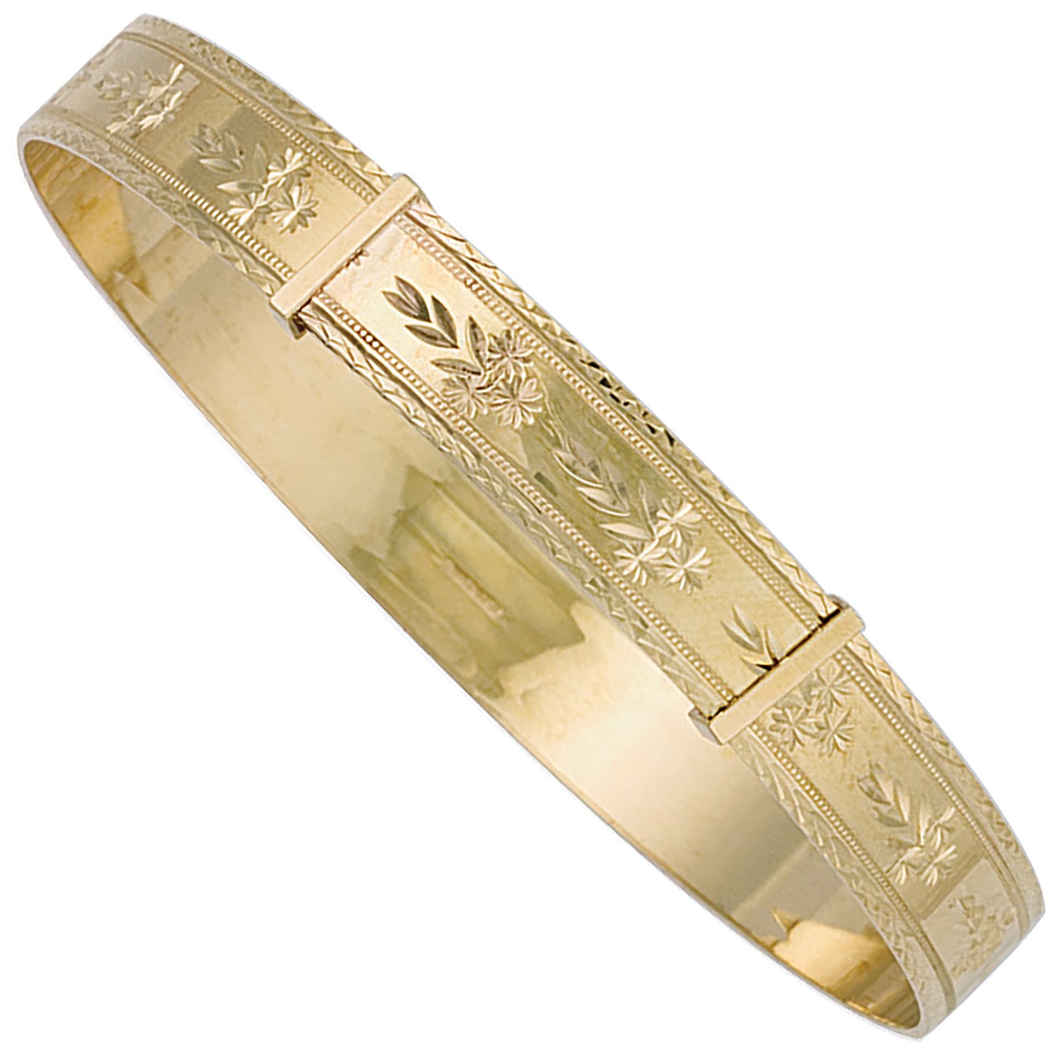 Yellow Gold 9mm D/C Expandable Slave Bangle - 9ct Gold