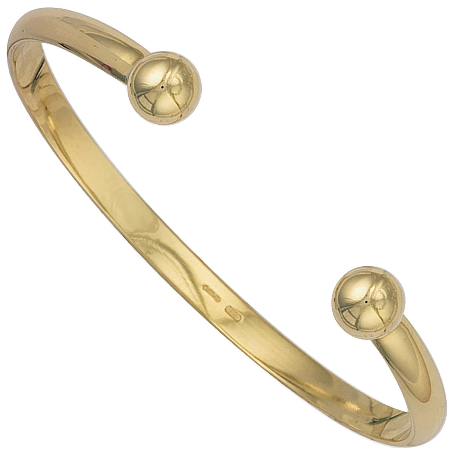 Yellow Gold 5mm D - Shaped Solid Torque Bangle - 9ct Gold
