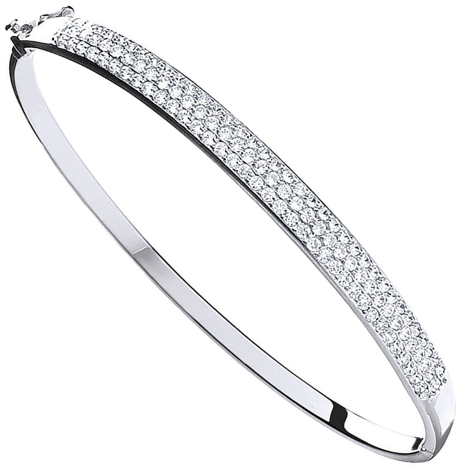 White Gold Pave Set Cubic Zirconia Bangle - 9ct Gold