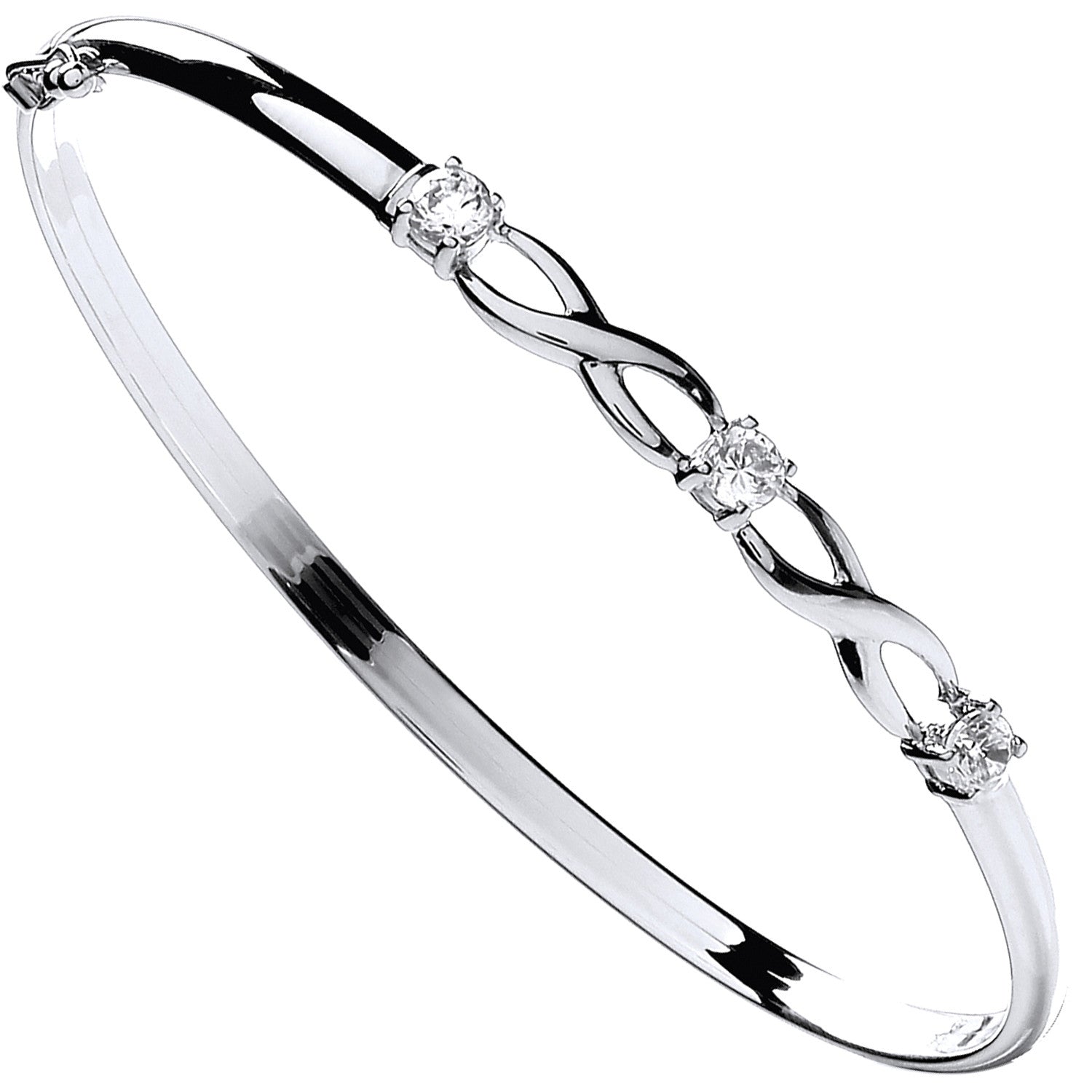 White Gold Cubic Zirconia Bangle - 9ct Gold
