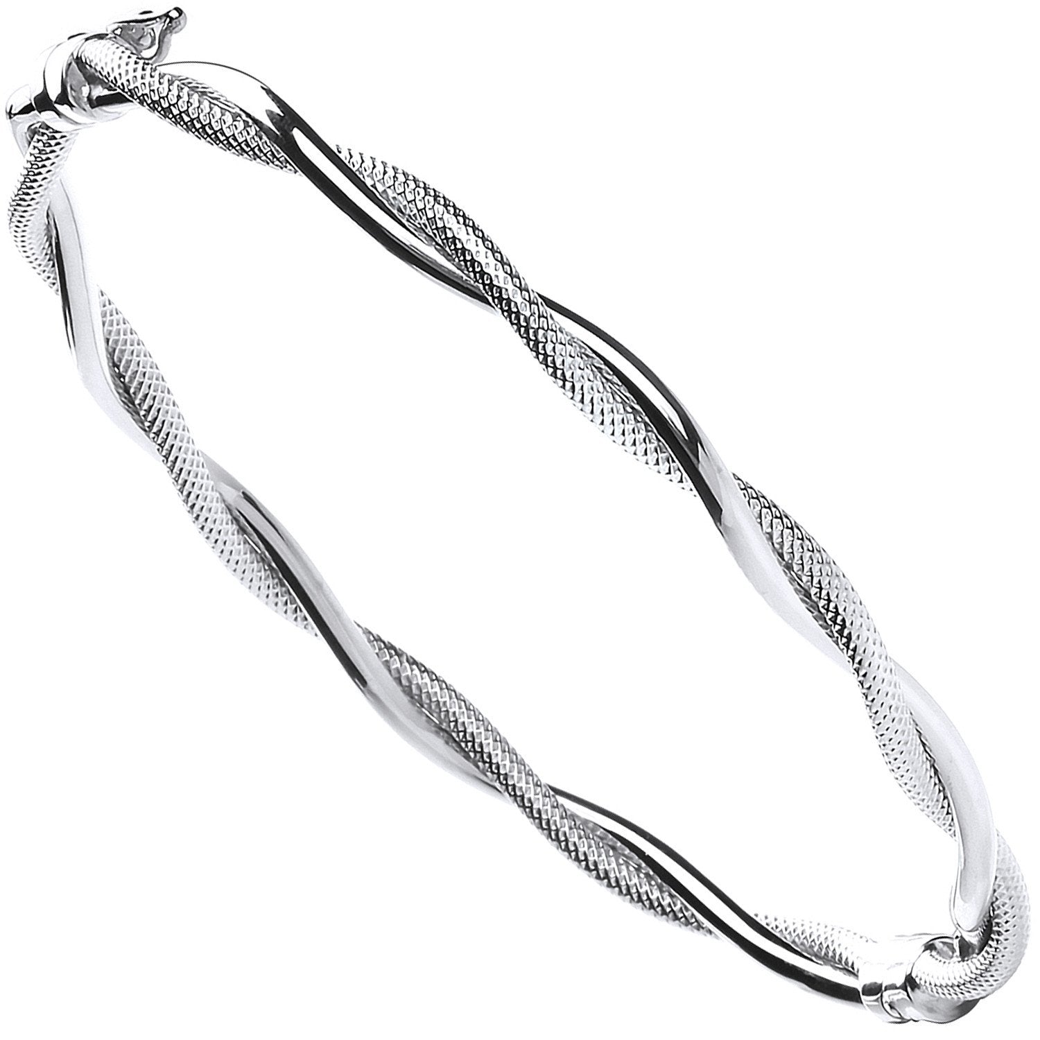 W/G Ribbed & Plain Tubes Twisted Bangle