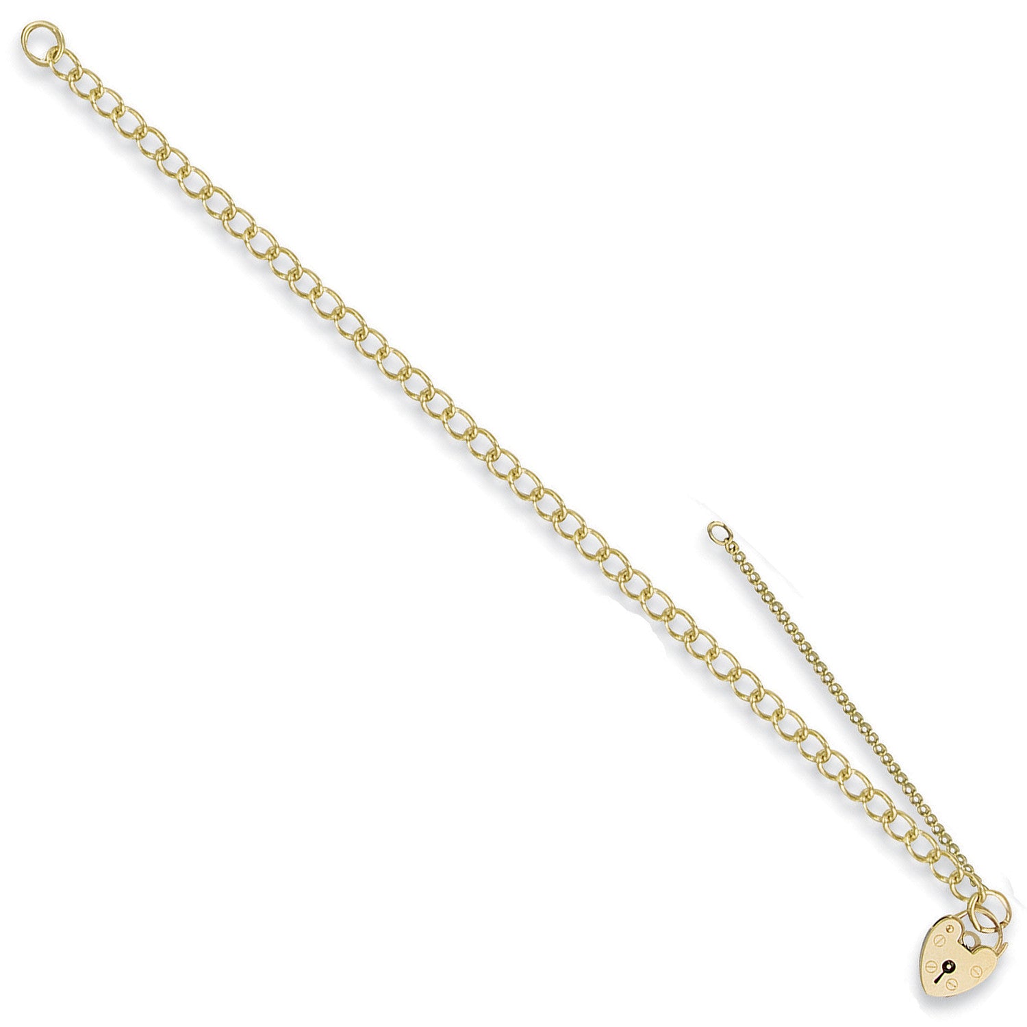 Yellow Gold Open Curb & Padlock Charm Baby/Ladies Bracelet - 9ct Gold