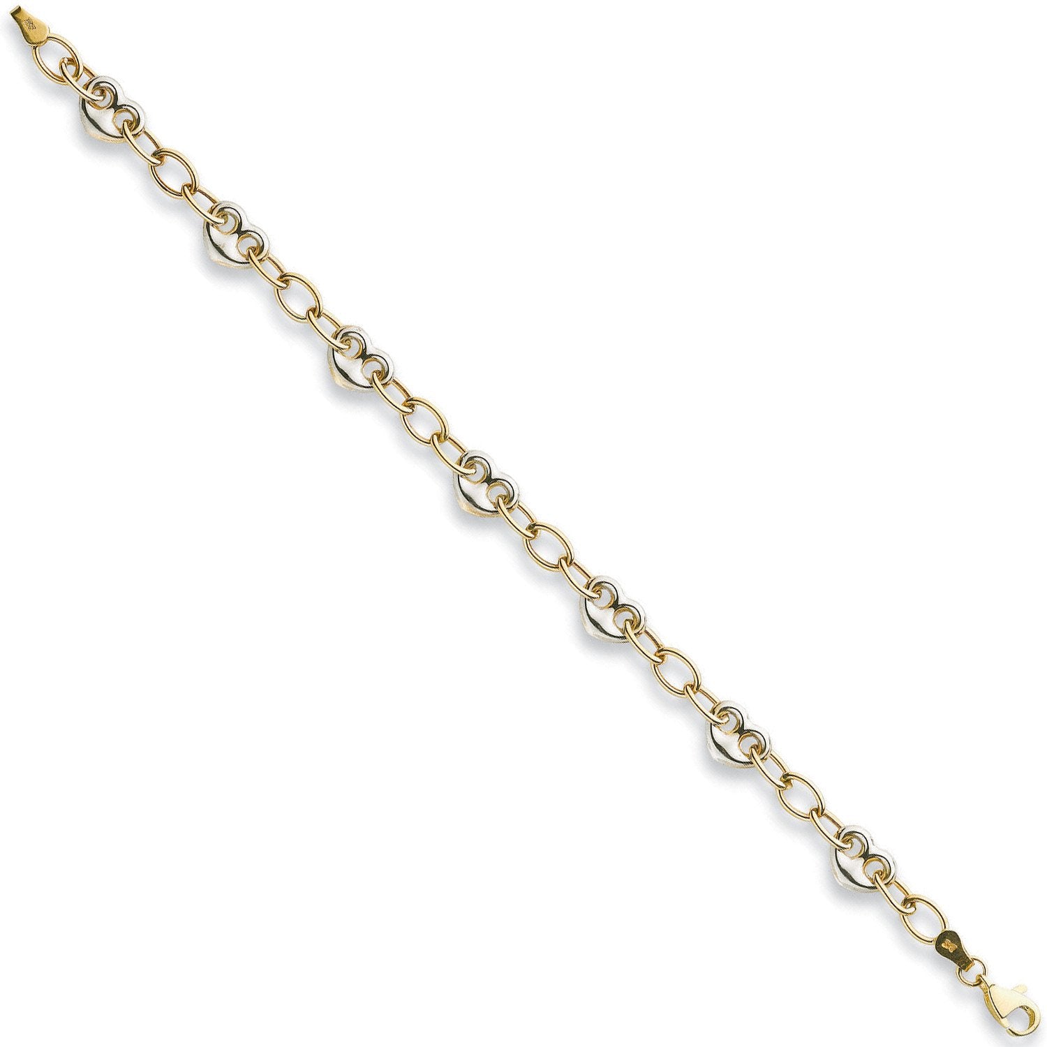W & Y/G 5.3mm Fancy Heart Linked Bracelet