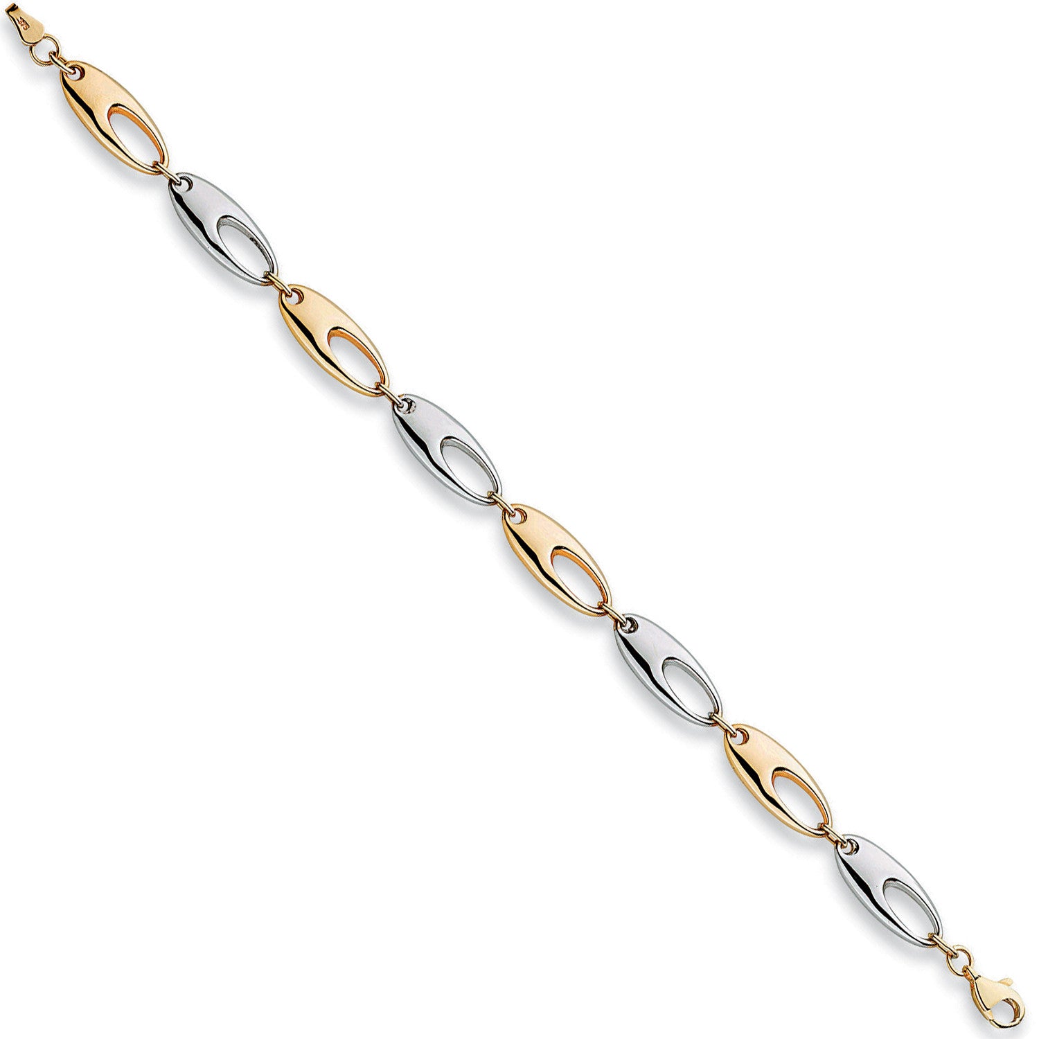 White & Yellow Gold 8mm Fancy Bracelet - 9ct Gold