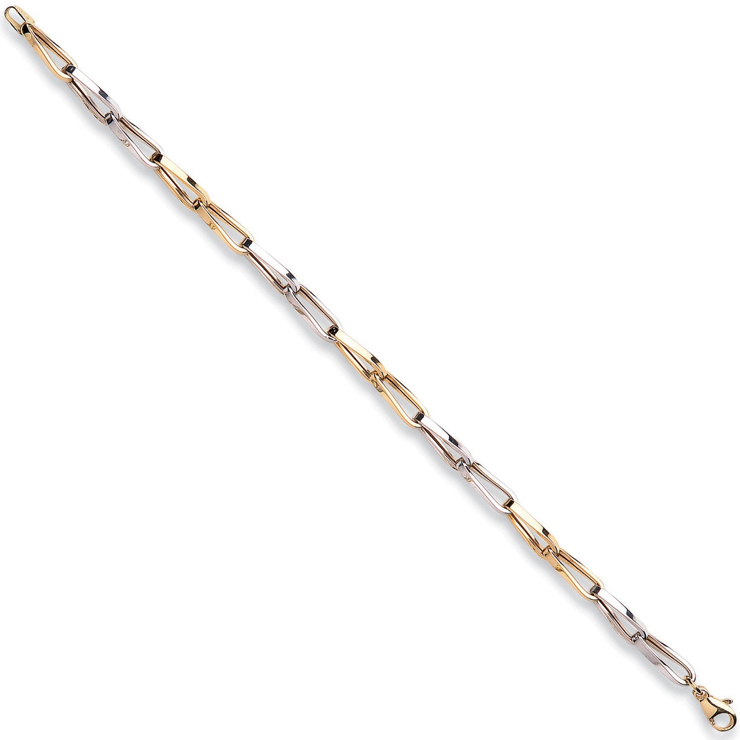 White & Yellow Gold Link Bracelet - 9ct Gold
