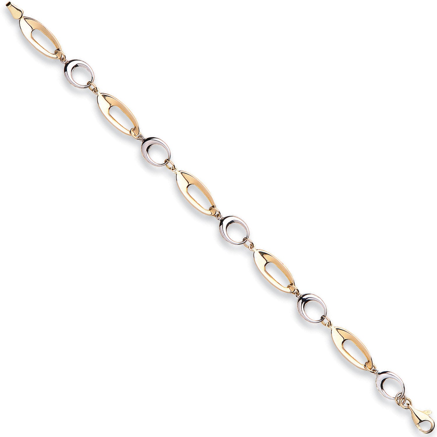 White & Yellow Gold Fancy Link Bracelet - 9ct Gold