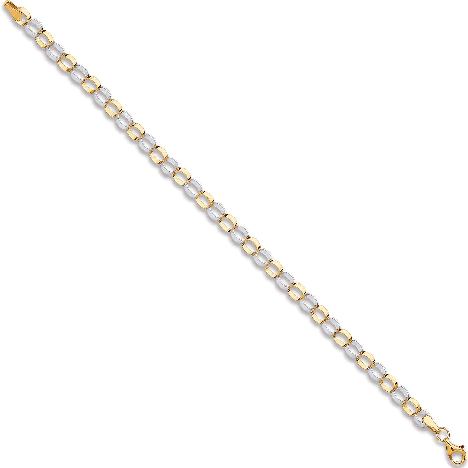 W & Y/G Oval Hollow Link Bracelet