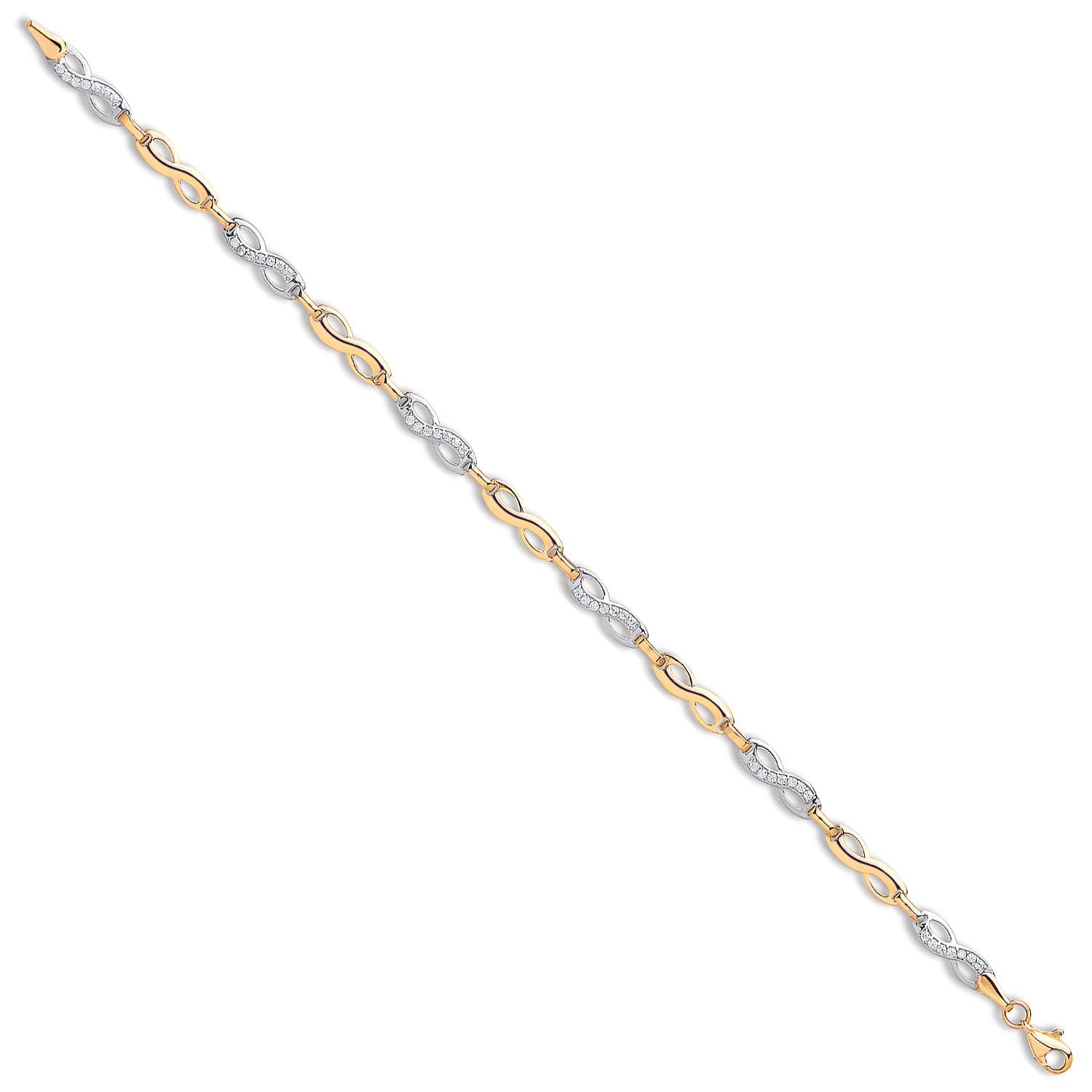 Y & W/G Infinity Cz Ladies Bracelet