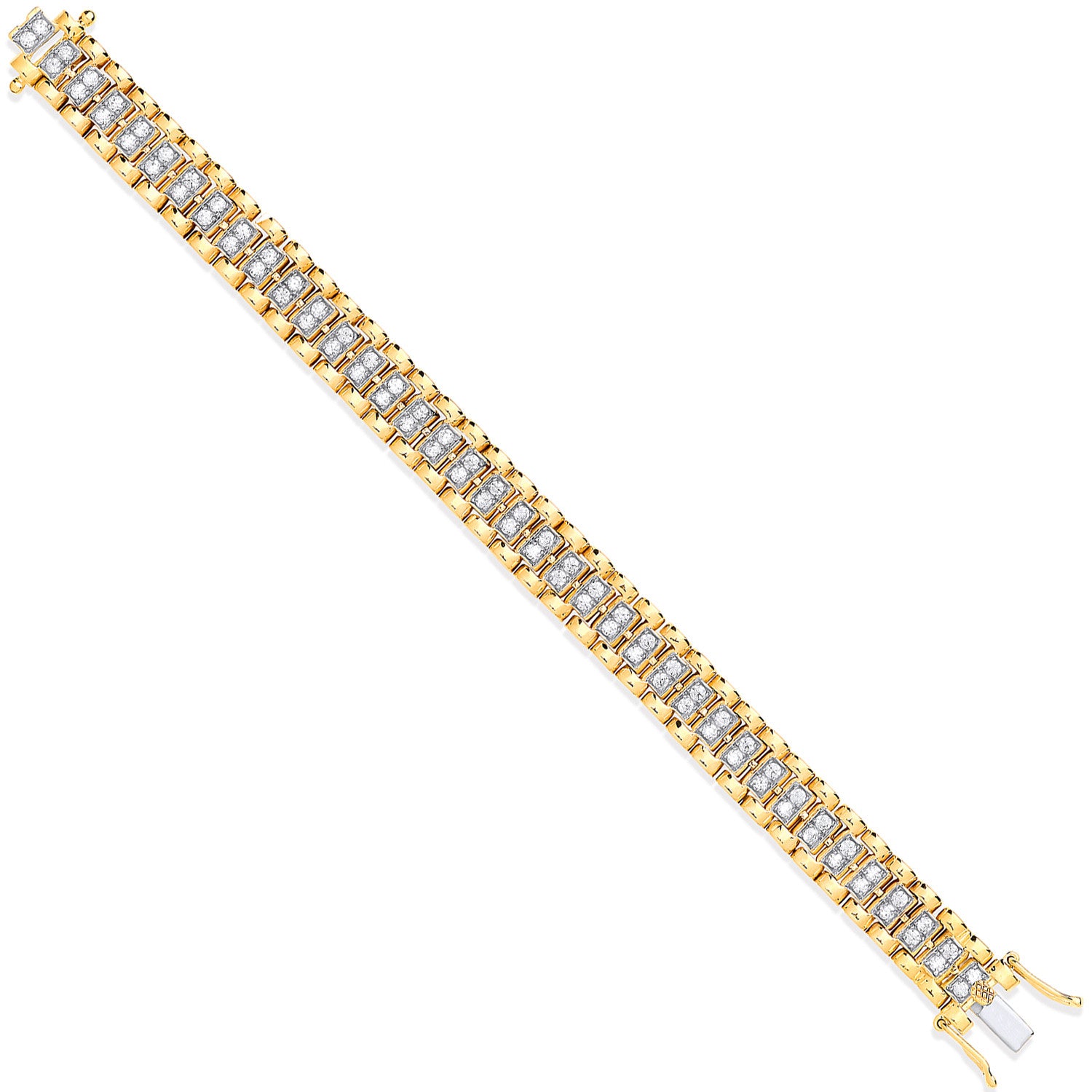 Yellow Gold Fancy Link Cubic Zirconia Child/Ladies Bracelet - 9ct Gold
