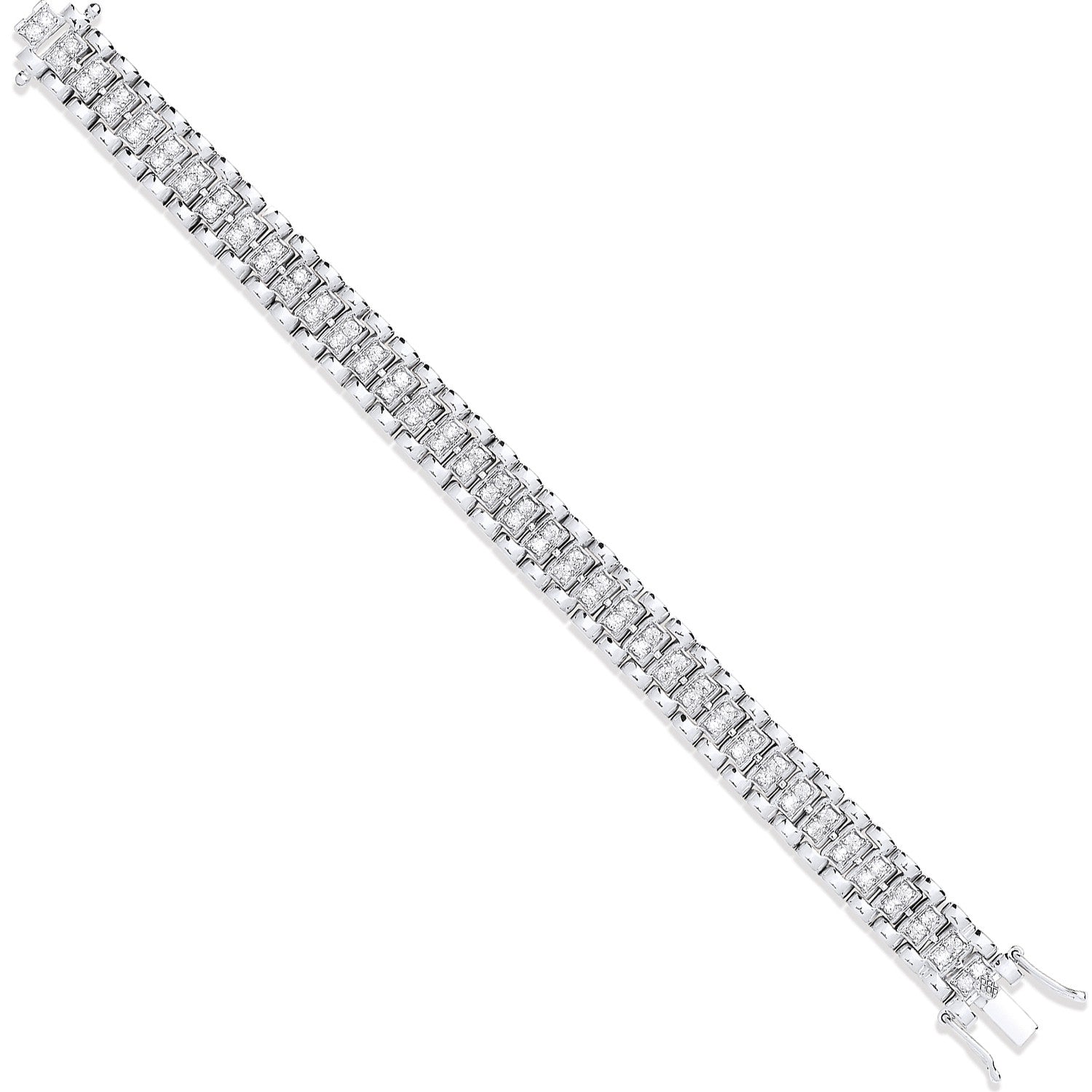 White Gold Fancy Link Cubic Zirconia Child/Ladies Bracelet - 9ct Gold