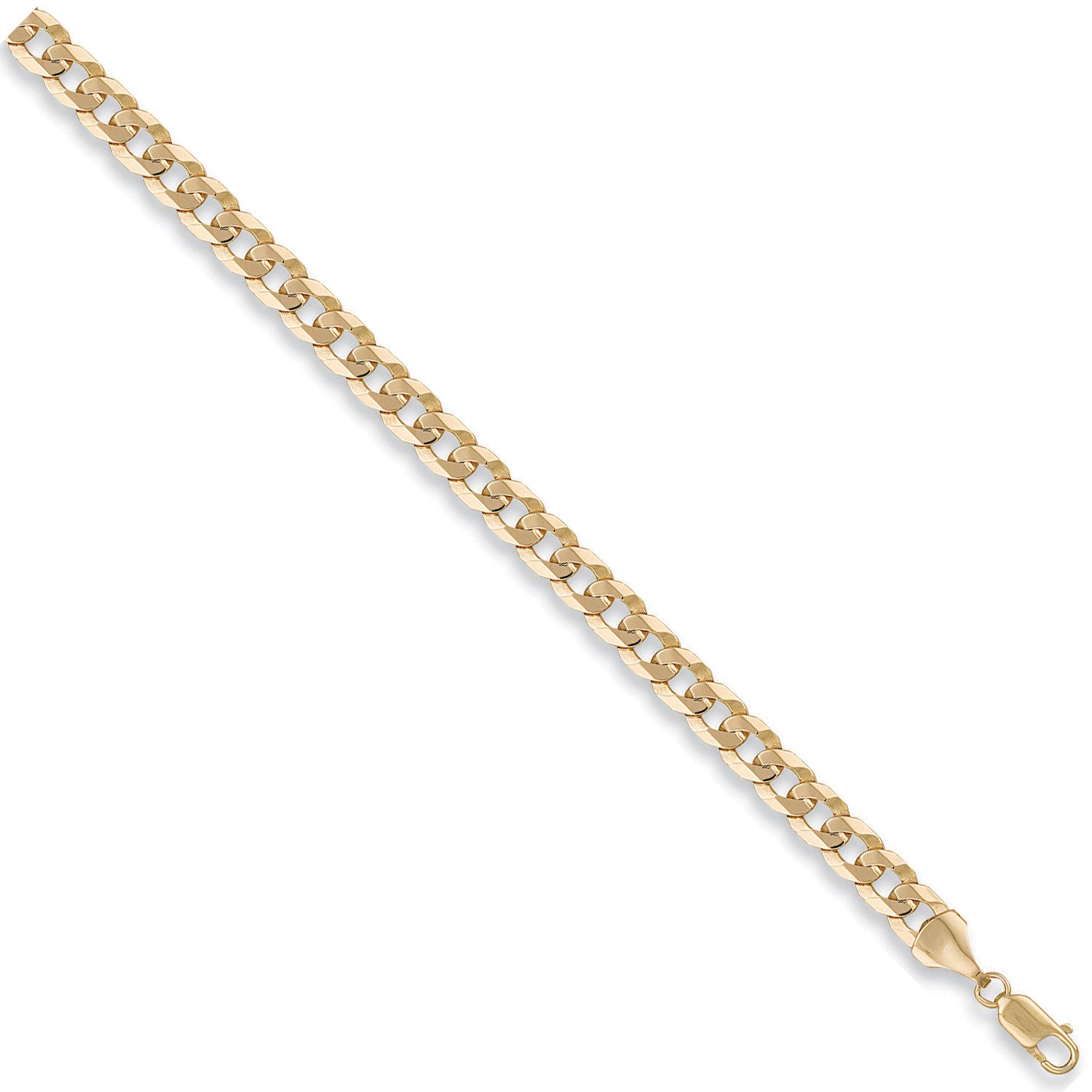 Yellow Gold 6.7mm Flat Curb Chain - 9ct Gold