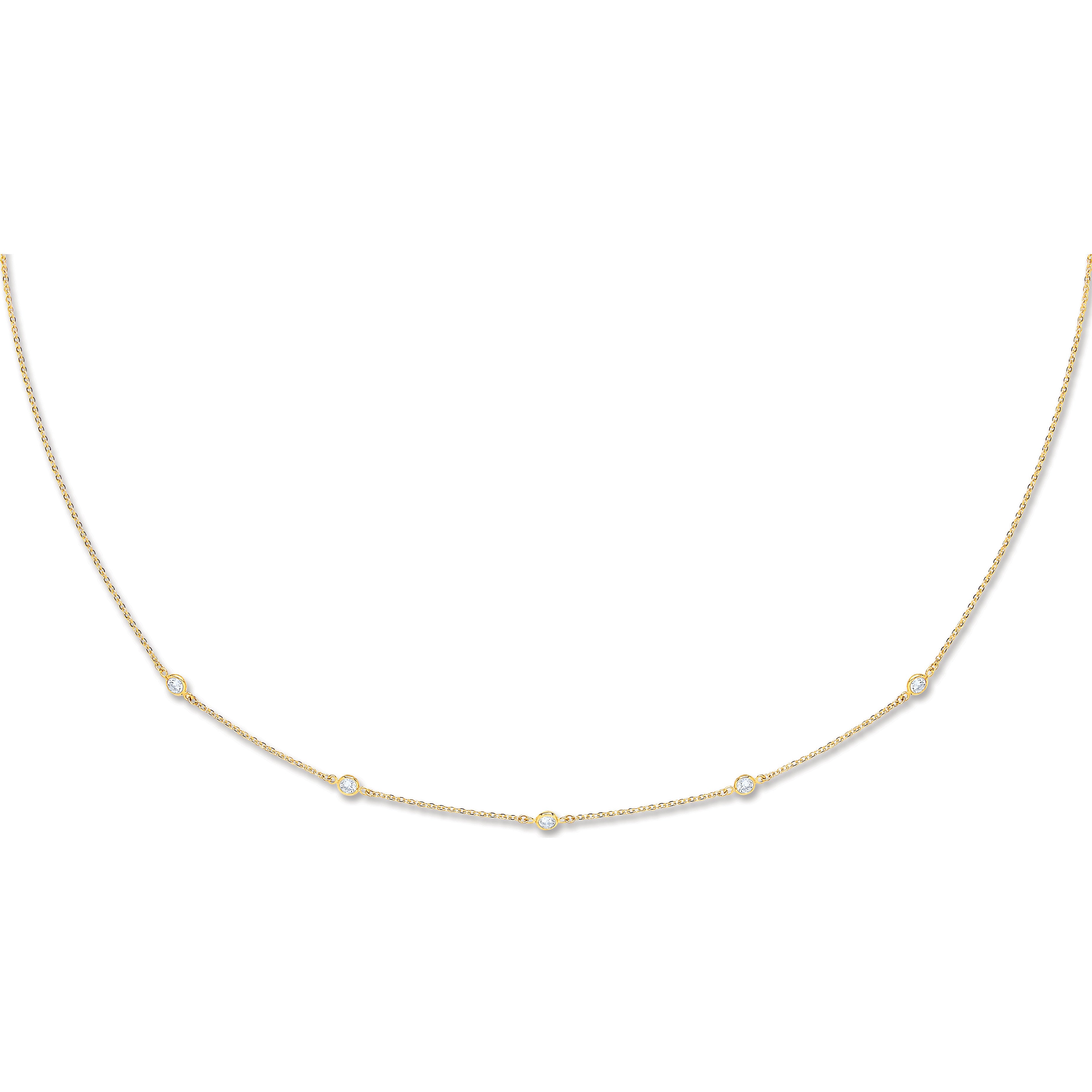 Yellow Gold Cubic Zirconia by the Yard Cubic Zirconia Bracelet & Necklace (07", 18" & 36") - 9ct Gold