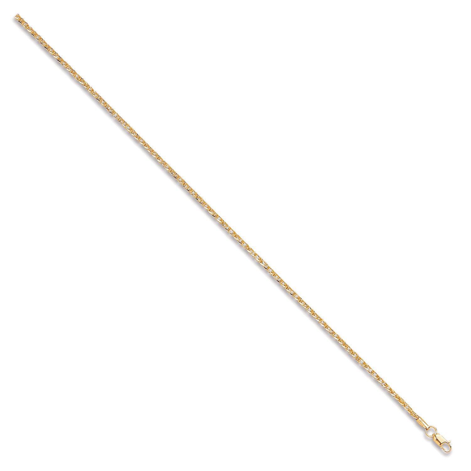 Yellow Gold 2.0mm Hollow Square Spiga Chain/Bracelet - 9ct Gold