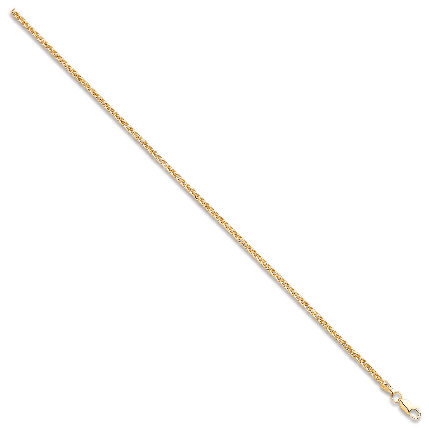 Yellow Gold 2.4mm Hollow Square Spiga Chain/Bracelet - 9ct Gold